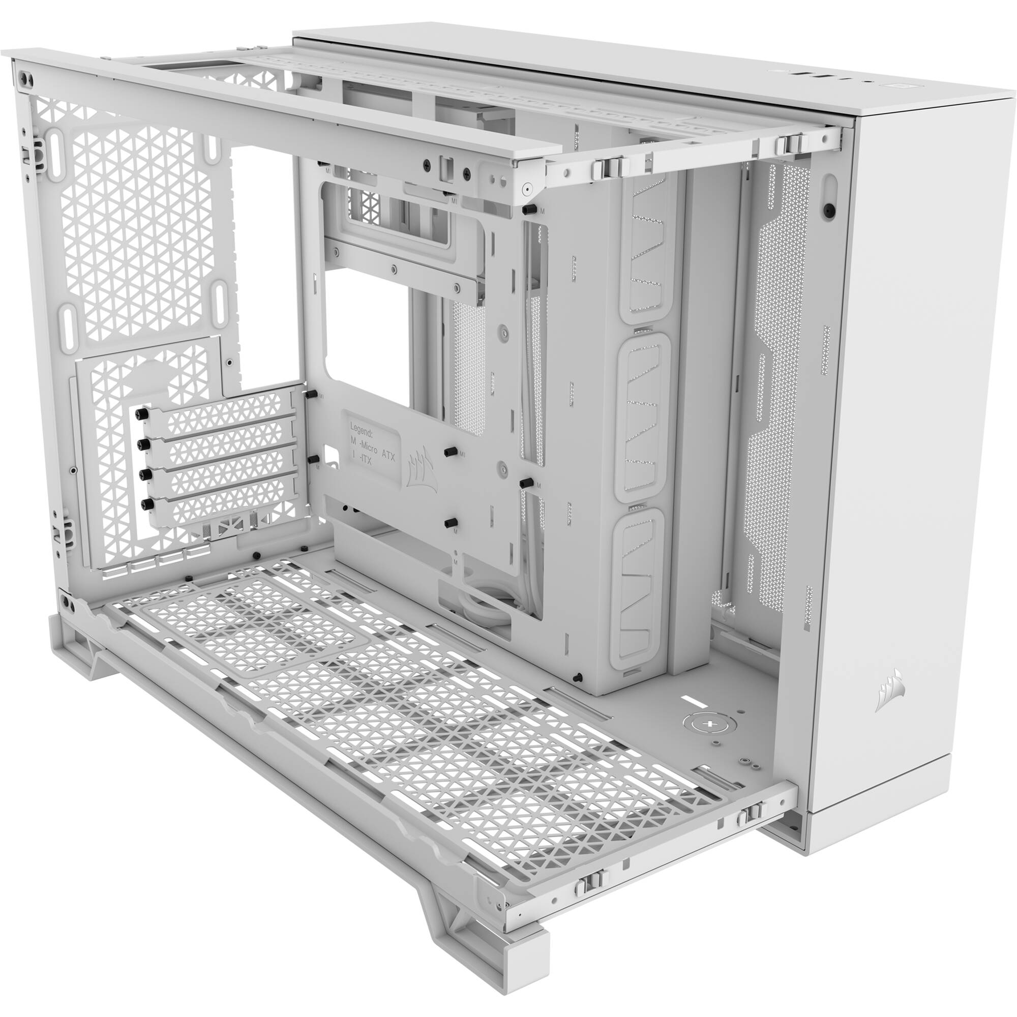 White CORSAIR 2500D AIRFLOW Micro ATX dual-chamber PC case with high-airflow front design — view 4