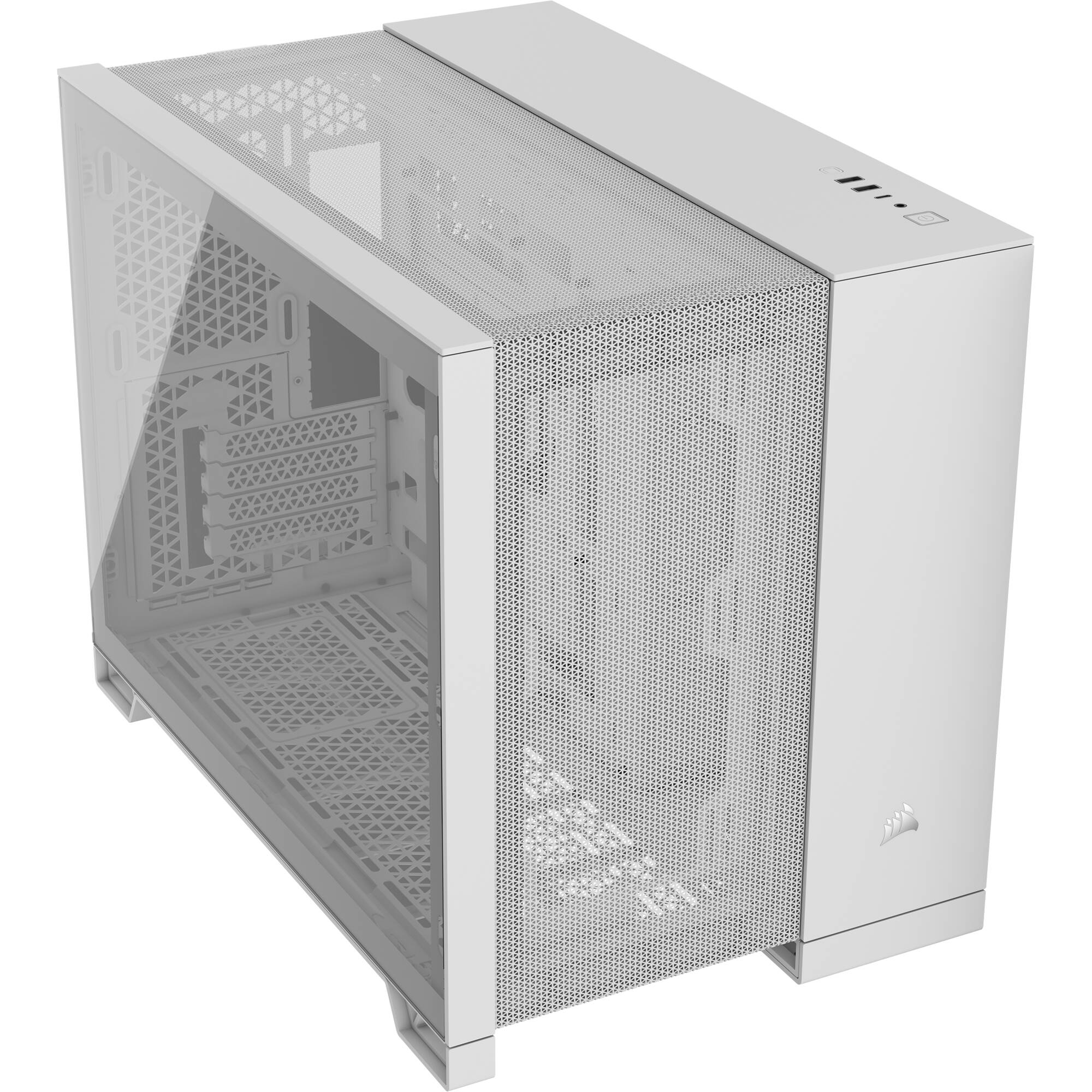 White CORSAIR 2500D AIRFLOW Micro ATX dual-chamber PC case with high-airflow front design — view 5