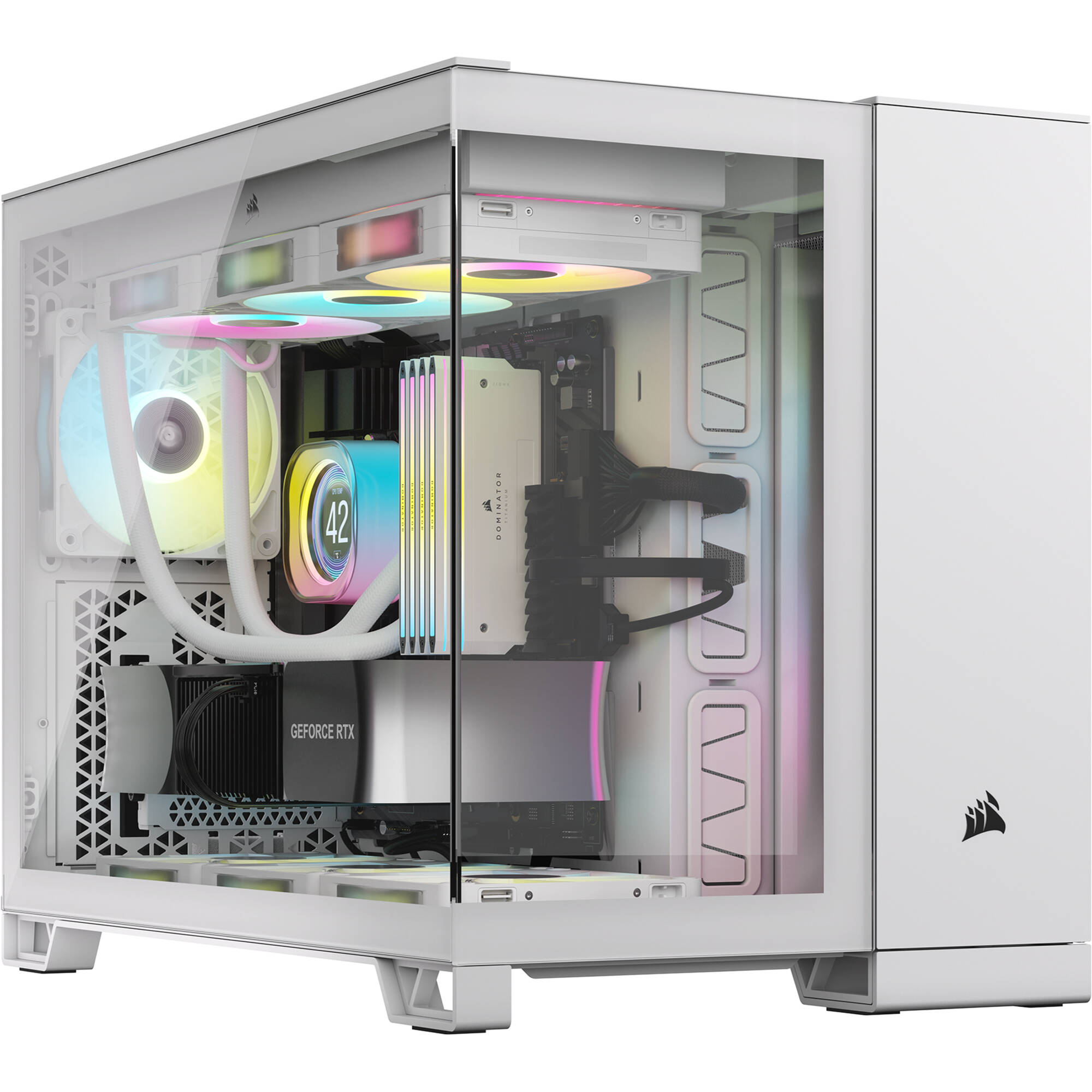 Corsair 2500X RGB mid tower dual-chamber PC case with dual tempered glass panels and RGB fans — view 11