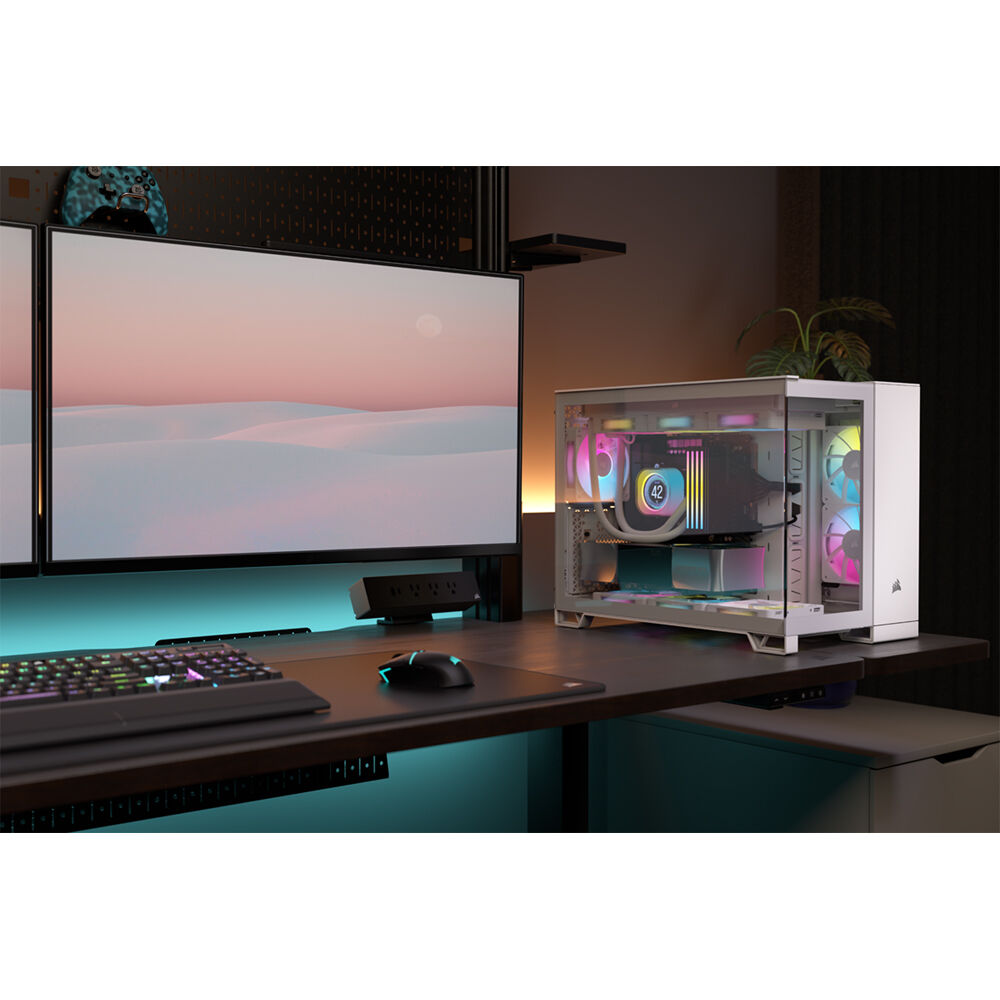 Corsair 2500X RGB mid tower dual-chamber PC case with dual tempered glass panels and RGB fans — view 22