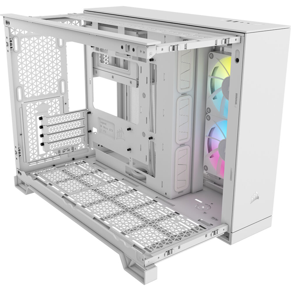 Corsair 2500X RGB mid tower dual-chamber PC case with dual tempered glass panels and RGB fans — view 7