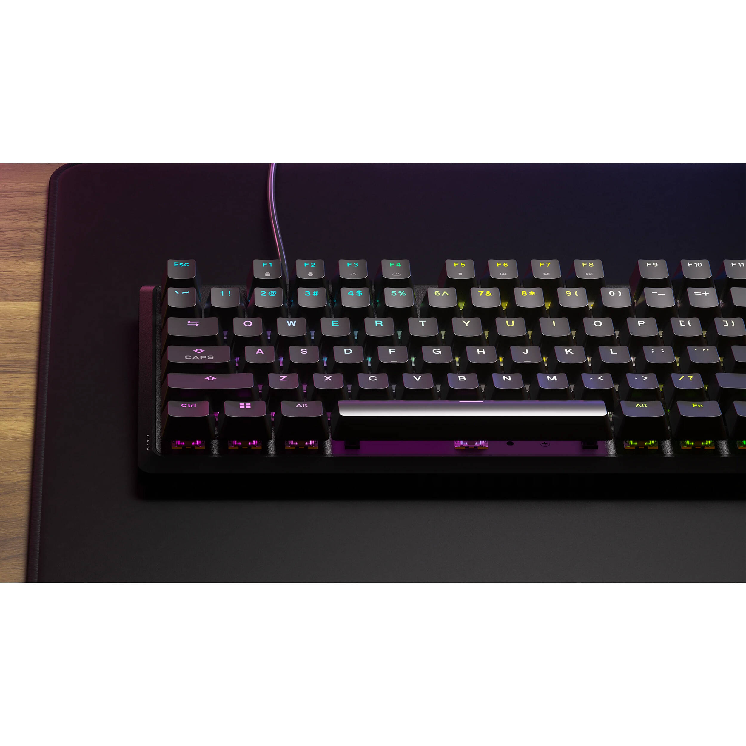 CORSAIR K70 CORE RGB mechanical gaming keyboard with rotary dial and aluminum top plate — view 10