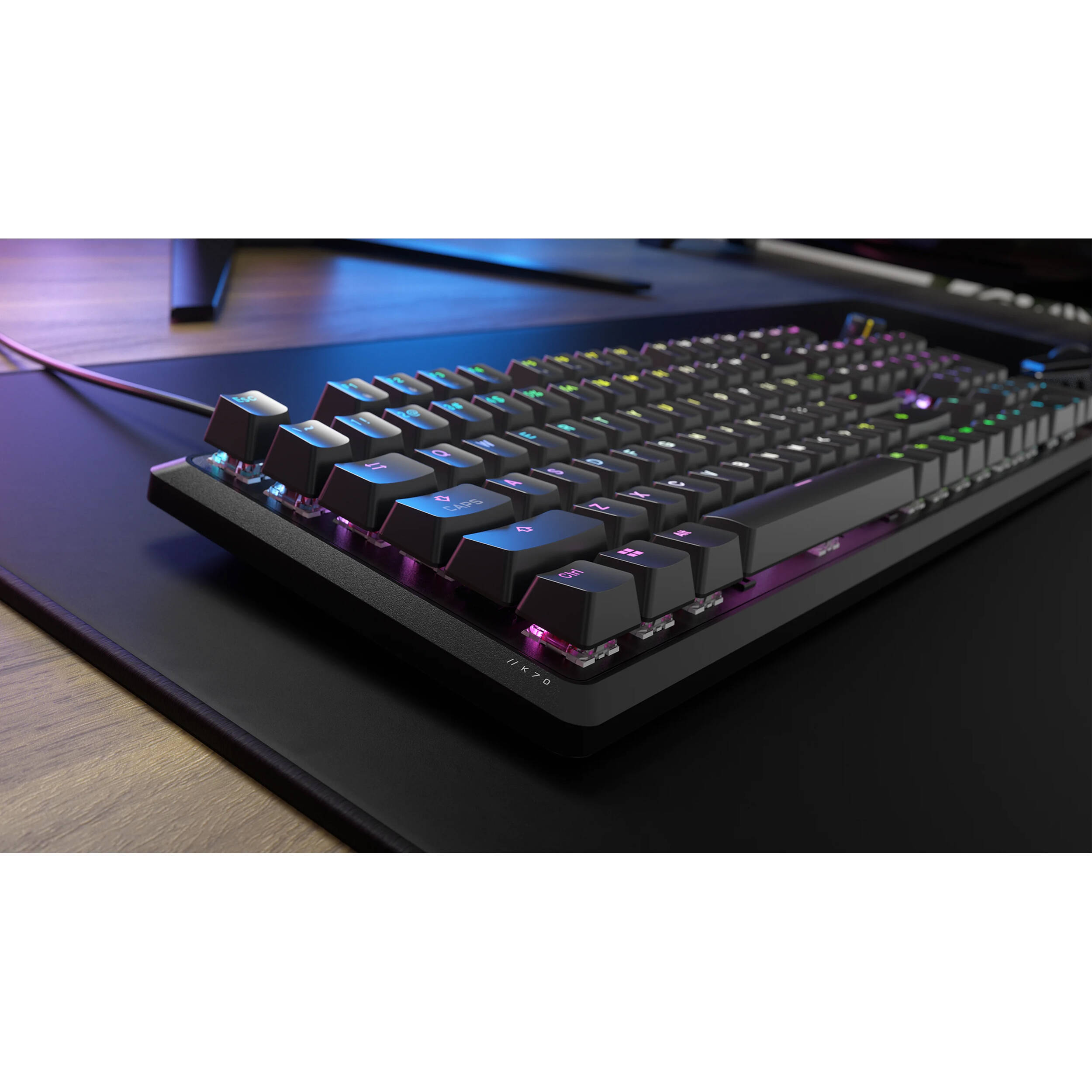 CORSAIR K70 CORE RGB mechanical gaming keyboard with rotary dial and aluminum top plate — view 11