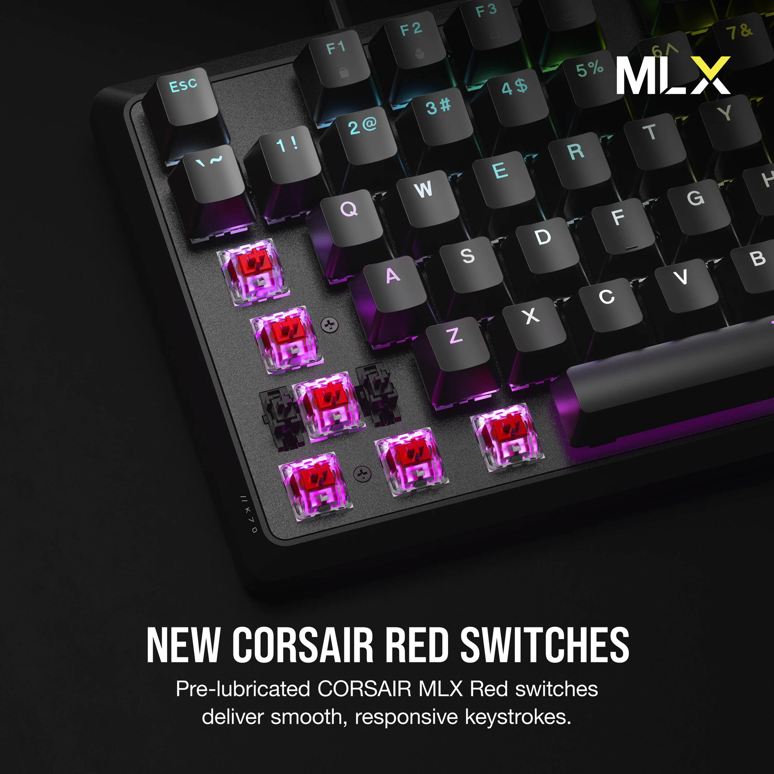 CORSAIR K70 CORE RGB mechanical gaming keyboard with rotary dial and aluminum top plate — view 3
