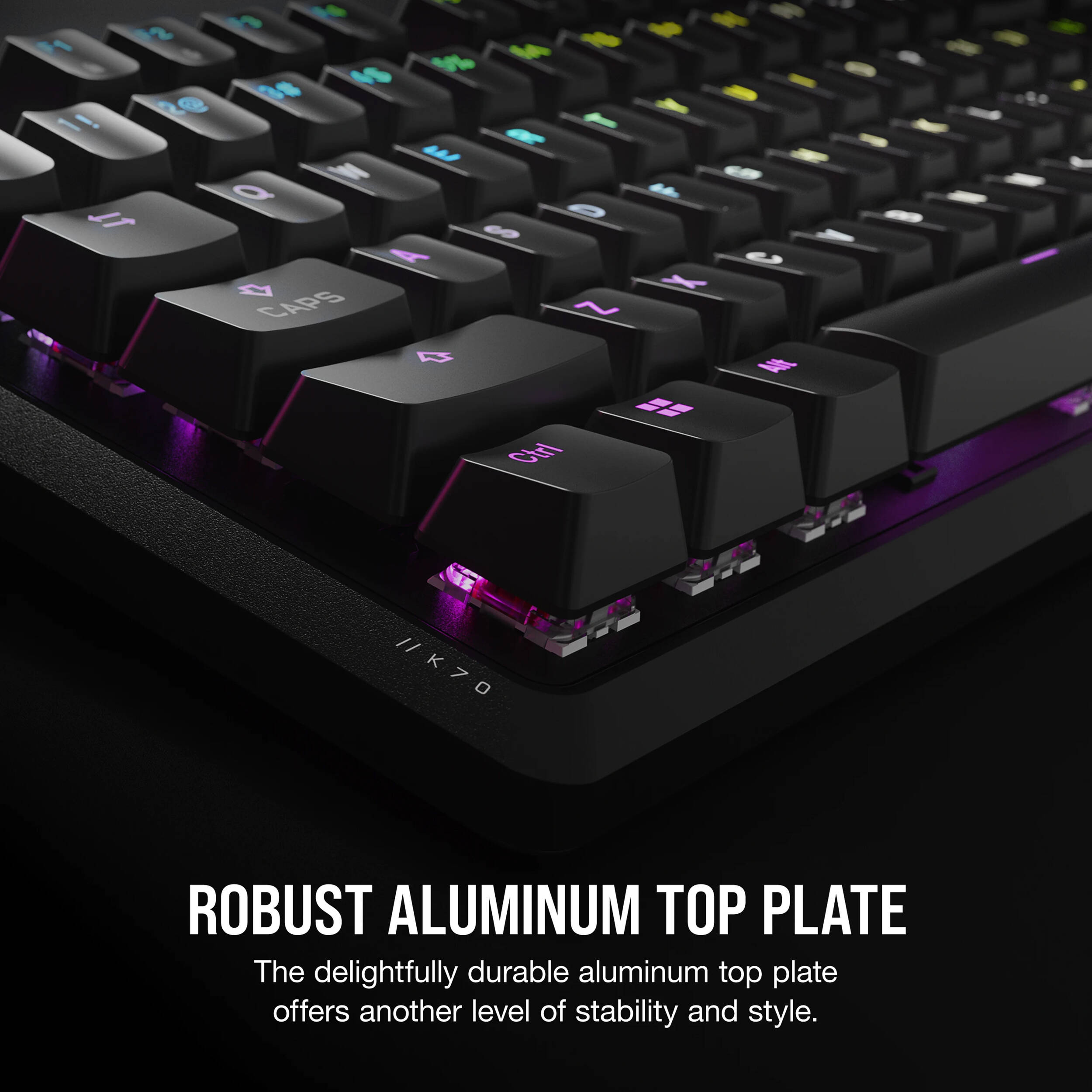 CORSAIR K70 CORE RGB mechanical gaming keyboard with rotary dial and aluminum top plate — view 5