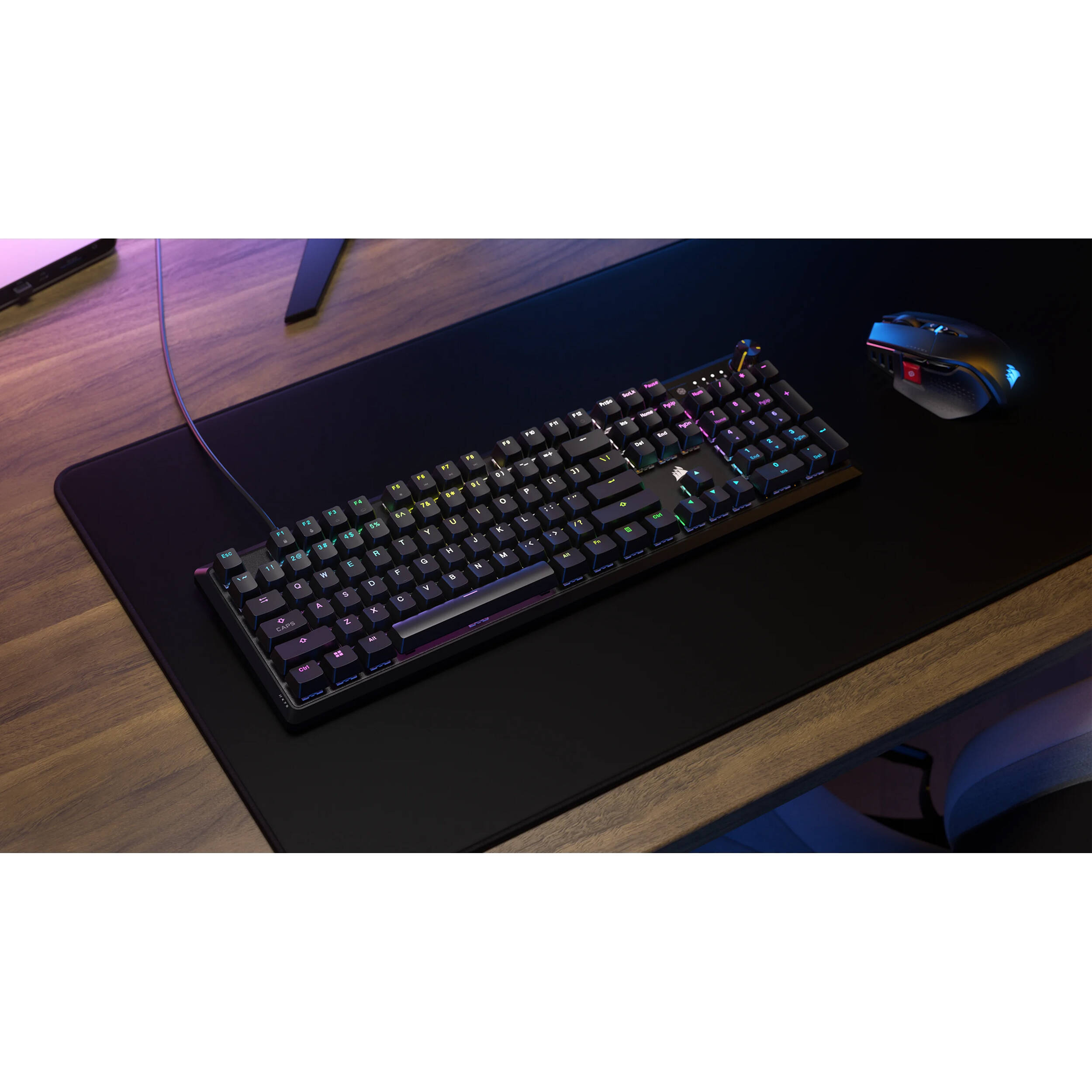 CORSAIR K70 CORE RGB mechanical gaming keyboard with rotary dial and aluminum top plate — view 8