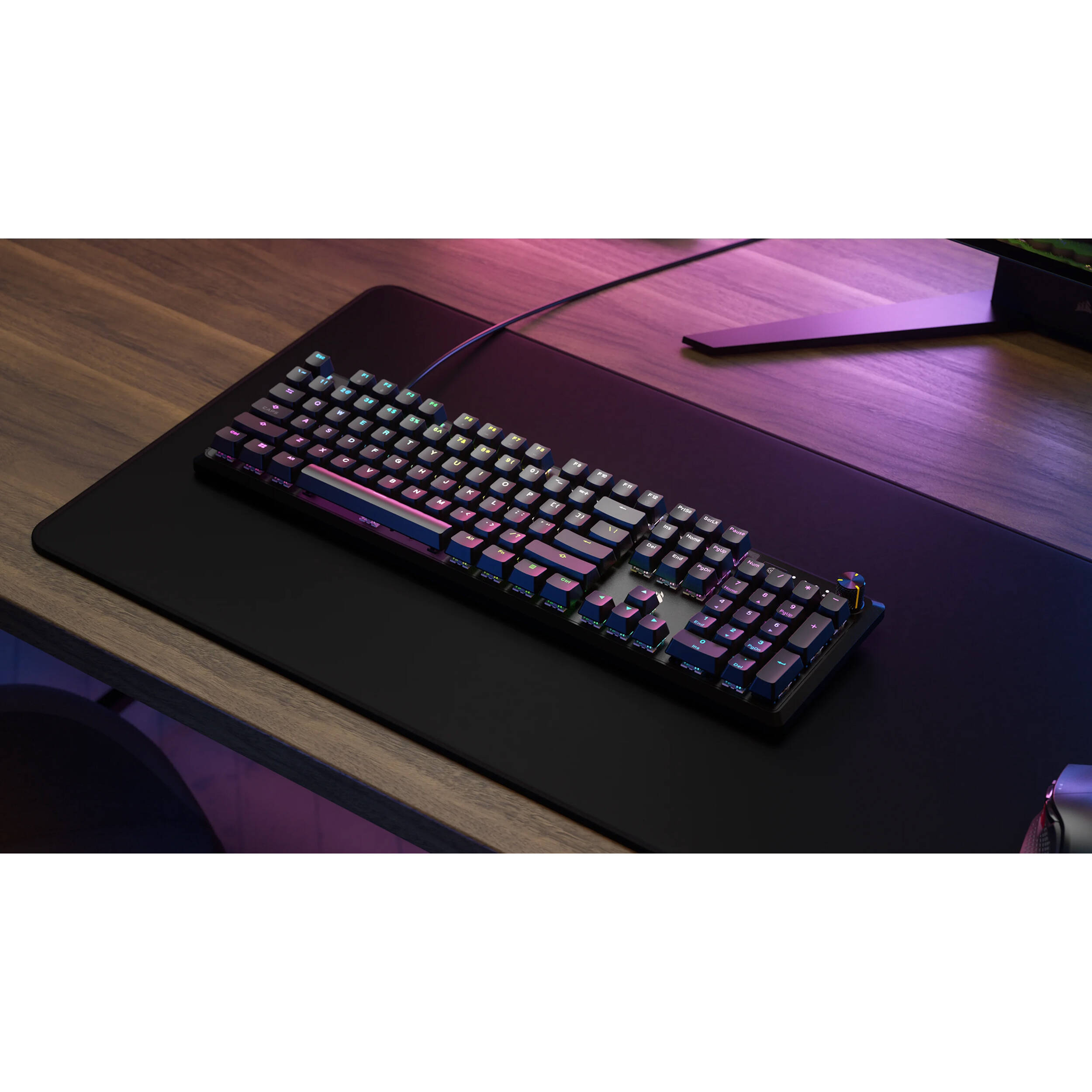 CORSAIR K70 CORE RGB mechanical gaming keyboard with rotary dial and aluminum top plate — view 9