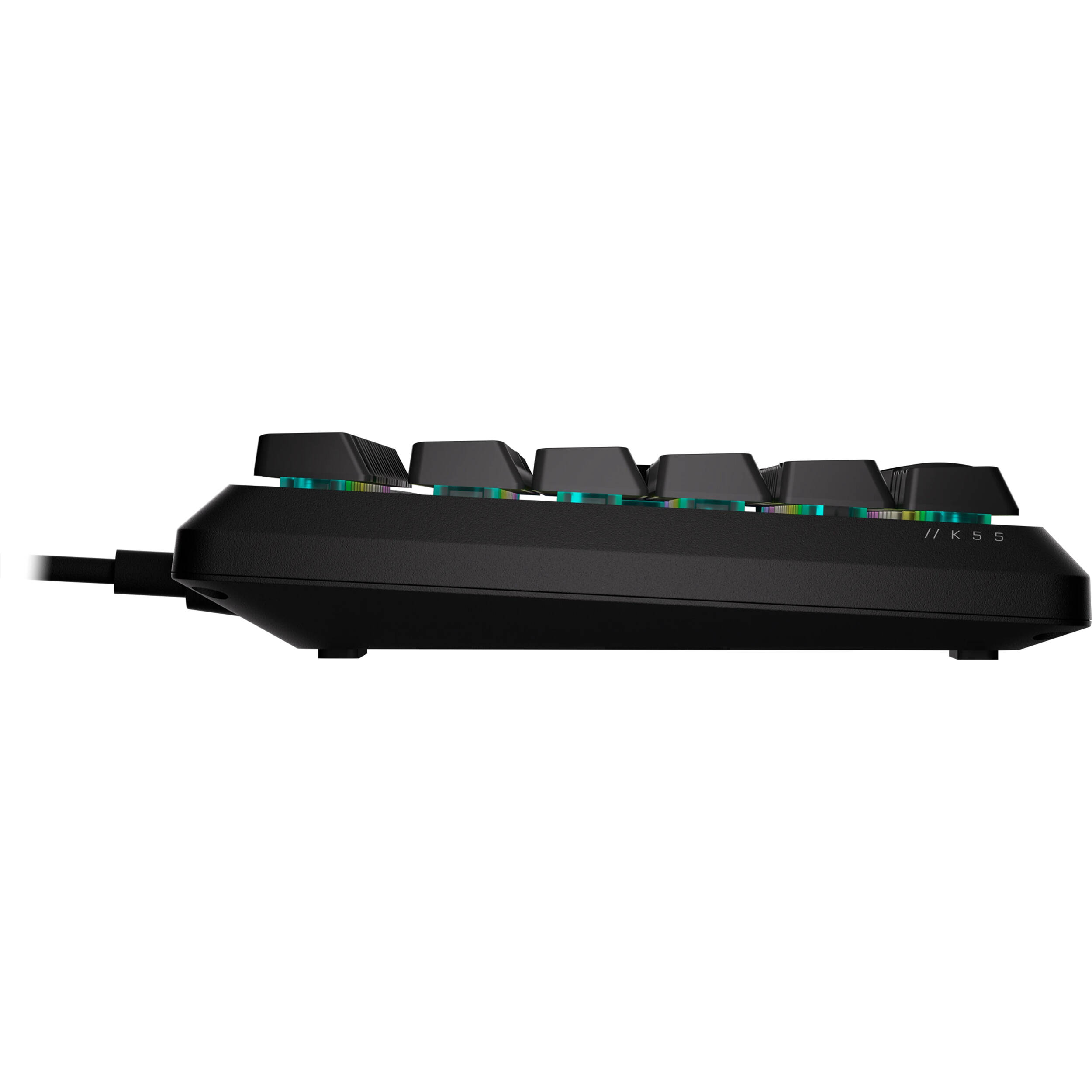 CORSAIR K55 CORE wired RGB gaming keyboard with full-size layout and media controls — view 2
