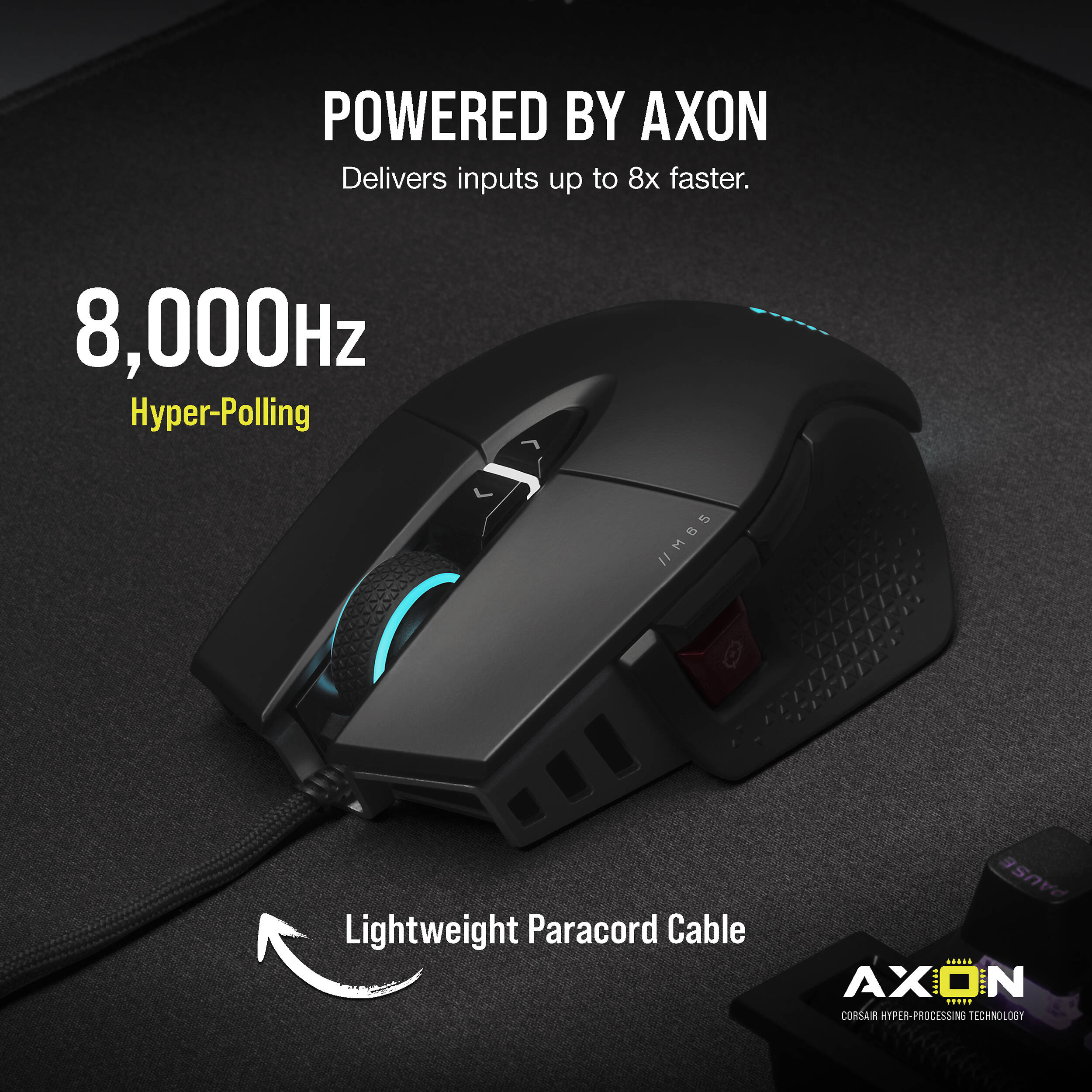 CORSAIR M65 RGB ULTRA GAMING MOUSE, BACKLIT RGB LED, OPTICAL, SILVER ALU, BLACK, — view 4
