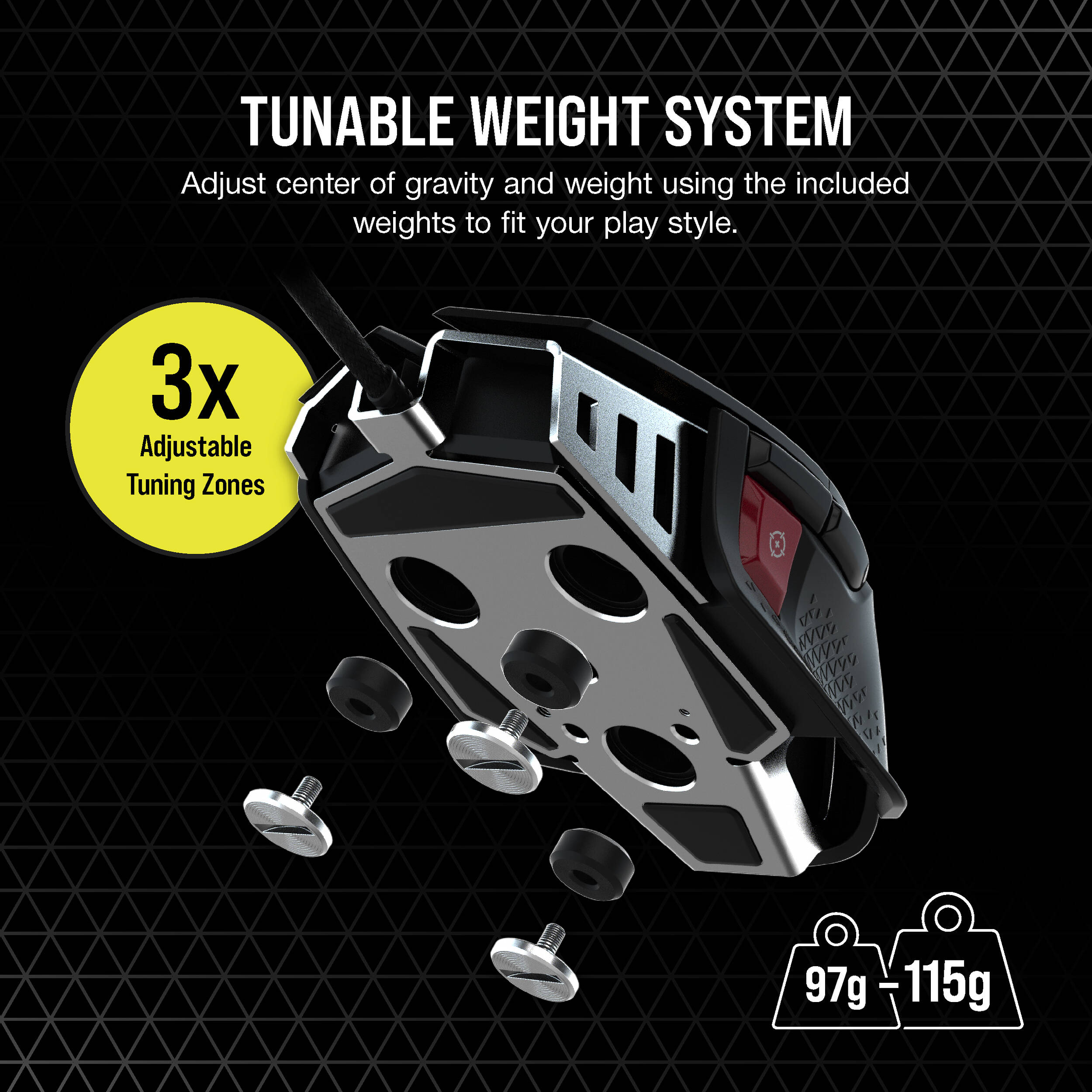 CORSAIR M65 RGB ULTRA GAMING MOUSE, BACKLIT RGB LED, OPTICAL, SILVER ALU, BLACK, — view 7