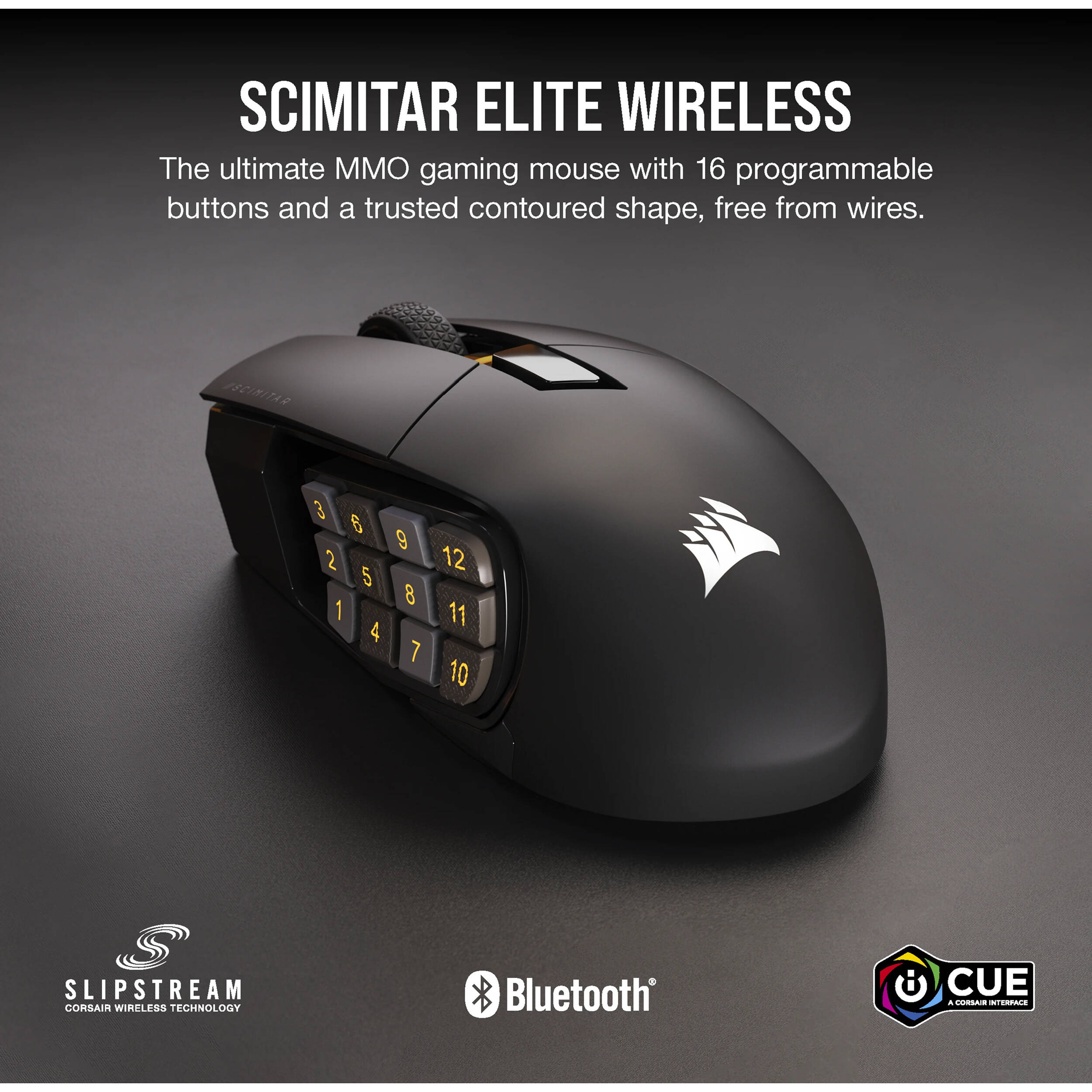 CORSAIR SCIMITAR ELITE WIRELESS GAMING MOUSE, WIRELESS, BACKLIT RGB LED, 26000 D — view 6