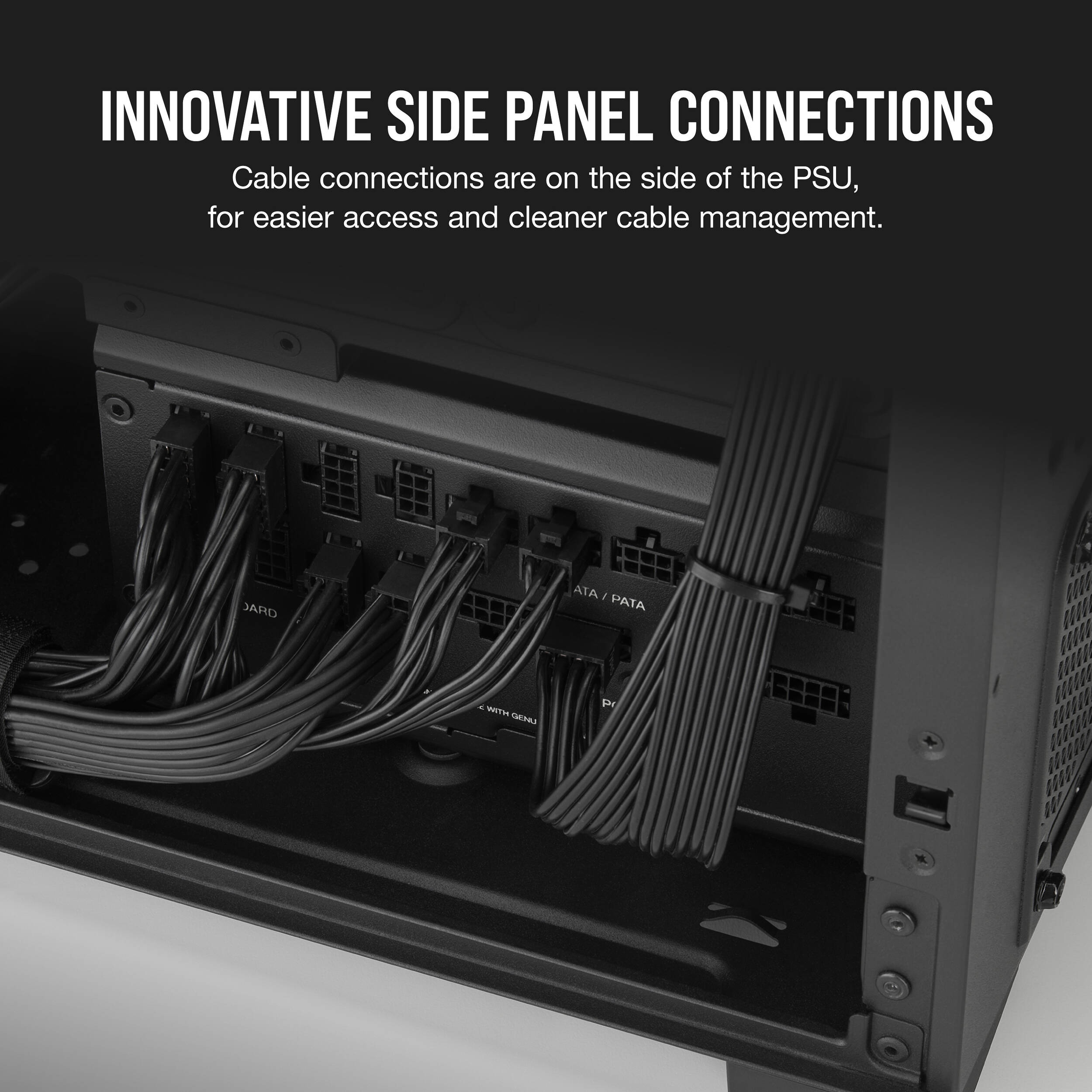 Corsair RM1200x SHIFT Series 1,200 W 80 Plus Gold fully modular power supply with side-mounted modular connections — view 5
