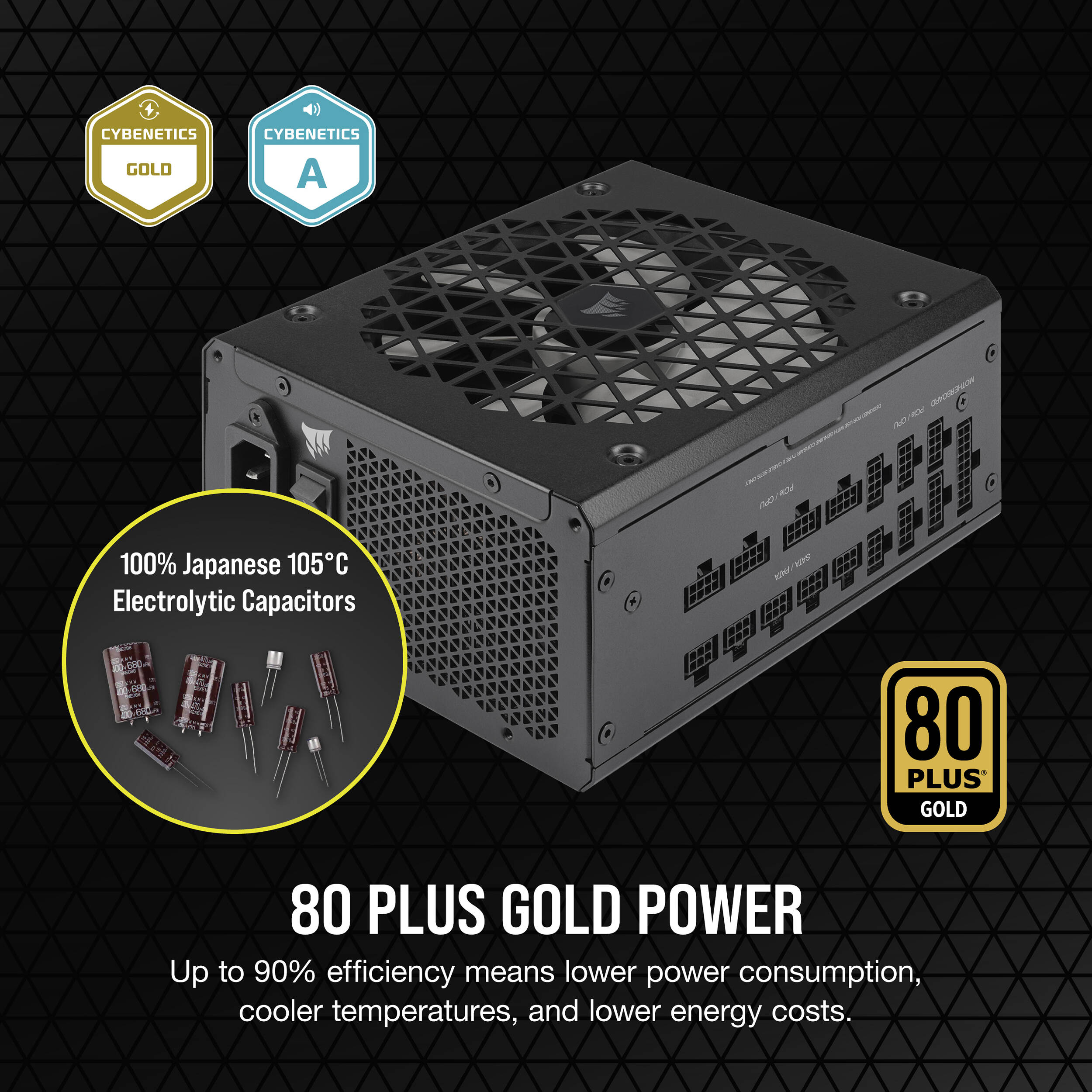 Corsair RM1200x SHIFT Series 1,200 W 80 Plus Gold fully modular power supply with side-mounted modular connections — view 6