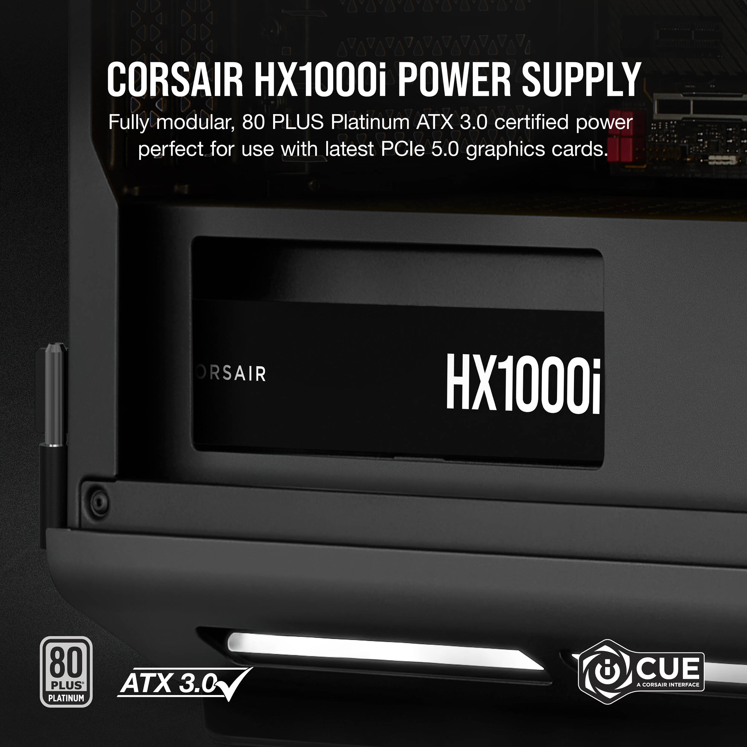 Corsair HXi Series HX1000i 1,000 W fully modular 80 PLUS Platinum ATX power supply — view 4