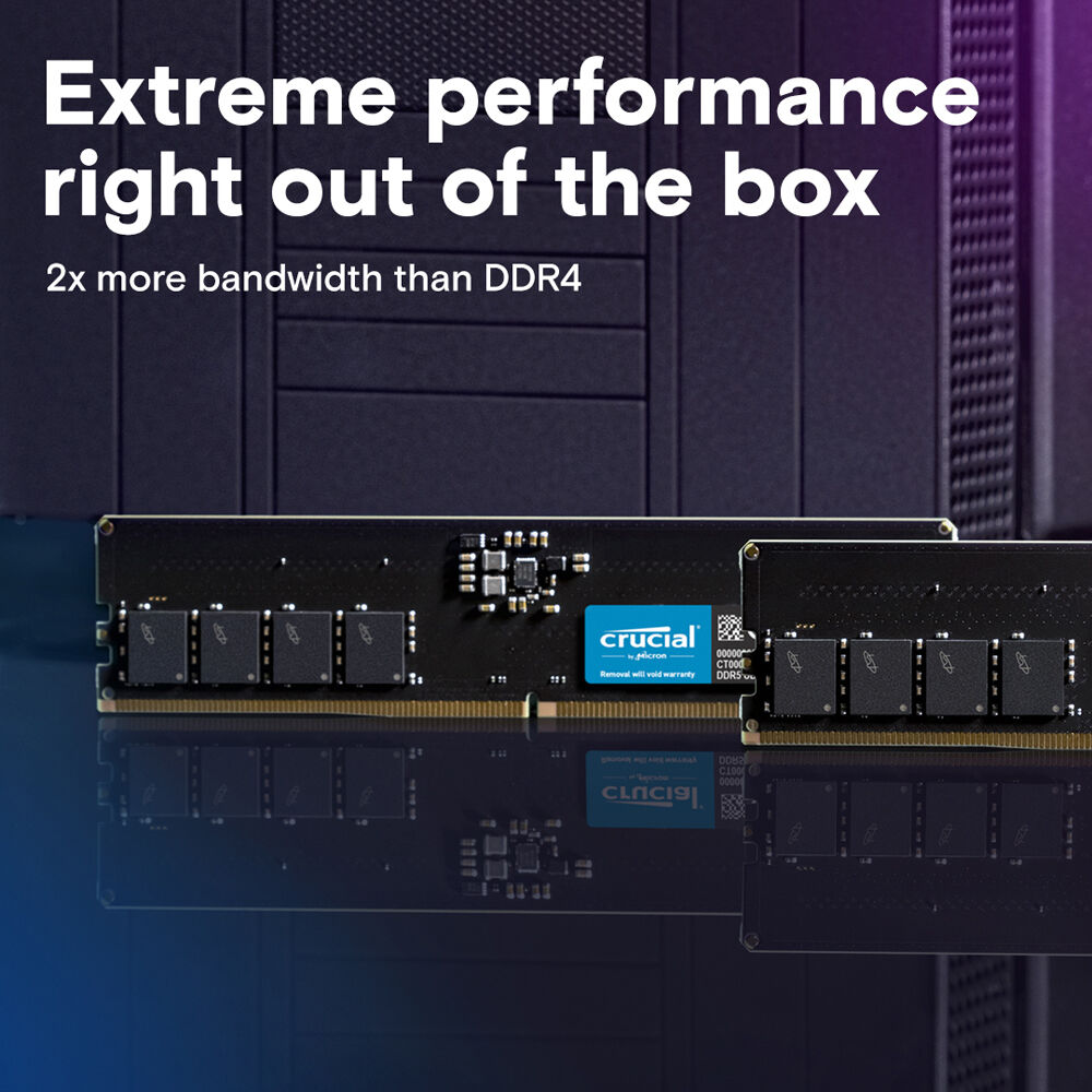 Crucial 16GB DDR5-5600 UDIMM 288-pin non-ECC desktop memory module — view 2