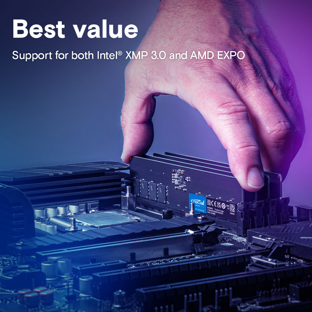 Crucial 16GB DDR5-5600 UDIMM 288-pin non-ECC desktop memory module — view 5