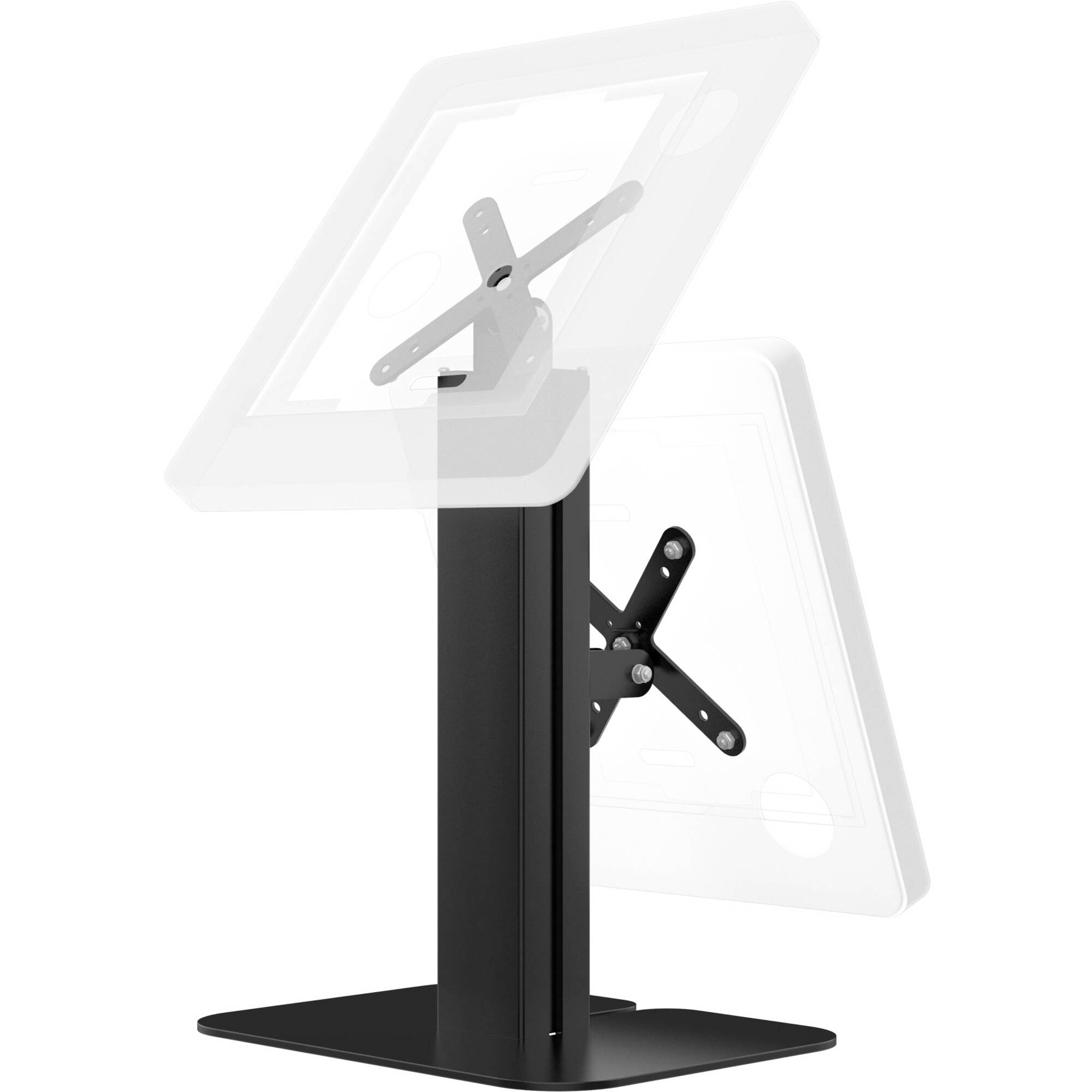 Black dual VESA-compatible table mount for POS counter displays — view 10