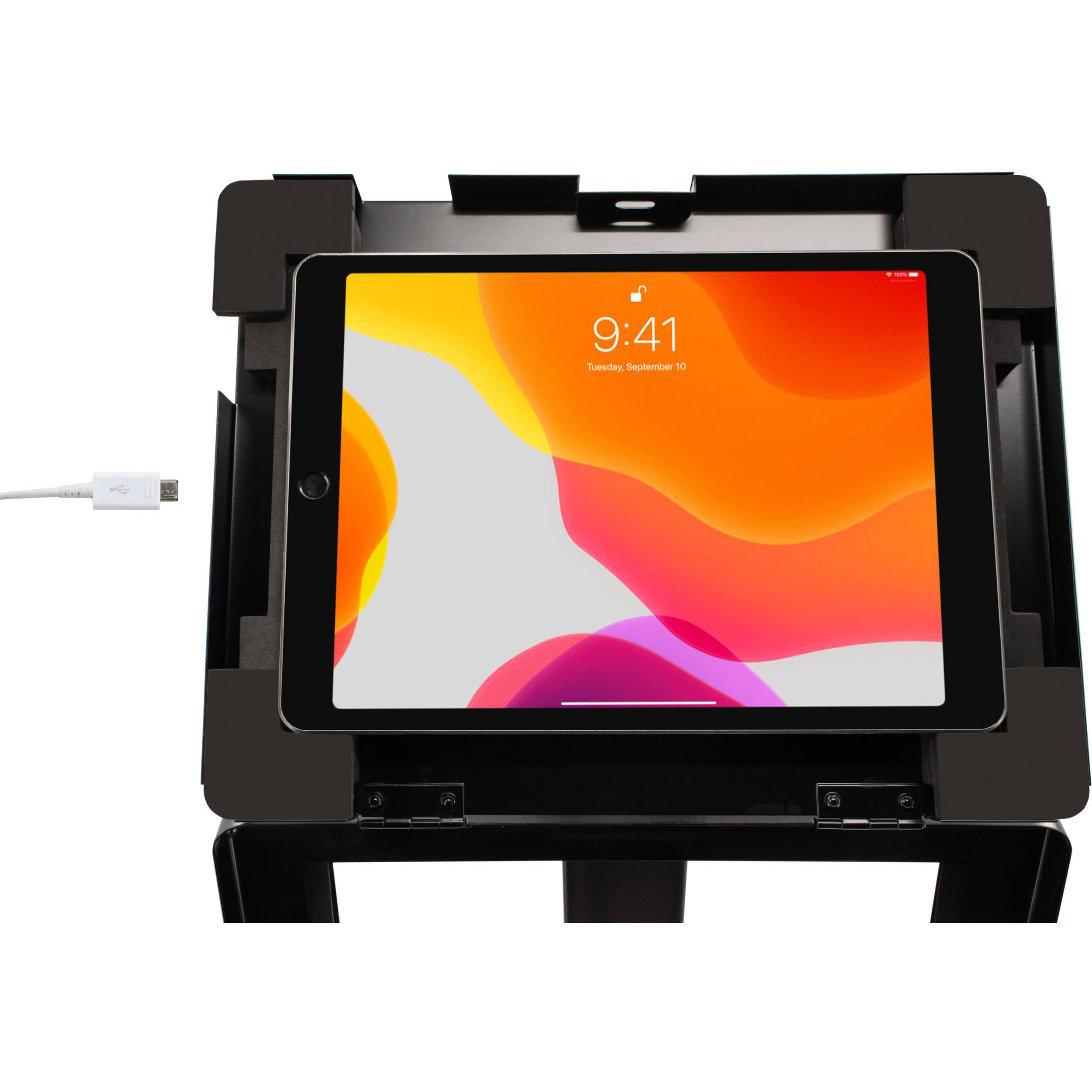 Black CTA Digital thin profile floor stand with VESA plate and base for display mounting — view 12