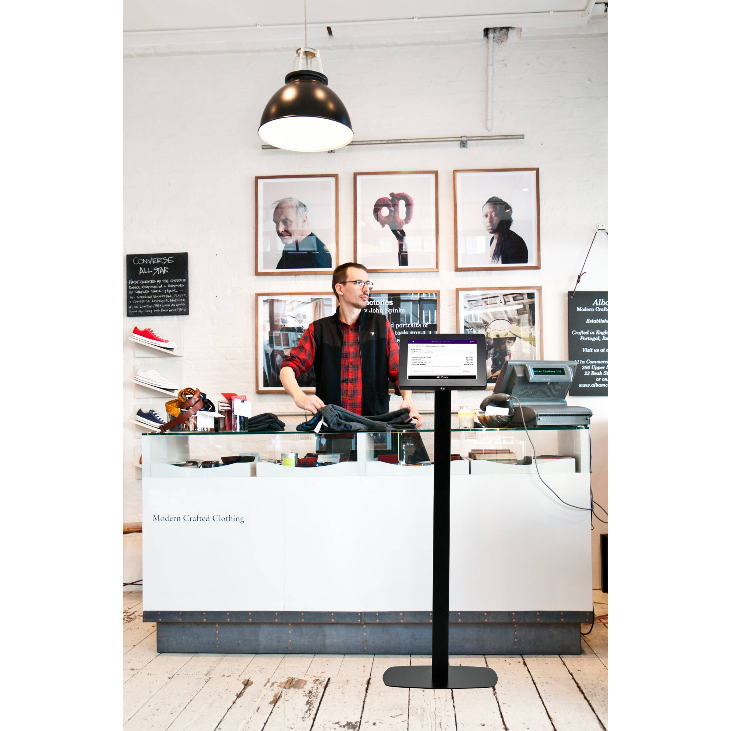 Black CTA Digital thin profile floor stand with VESA plate and base for display mounting — view 15