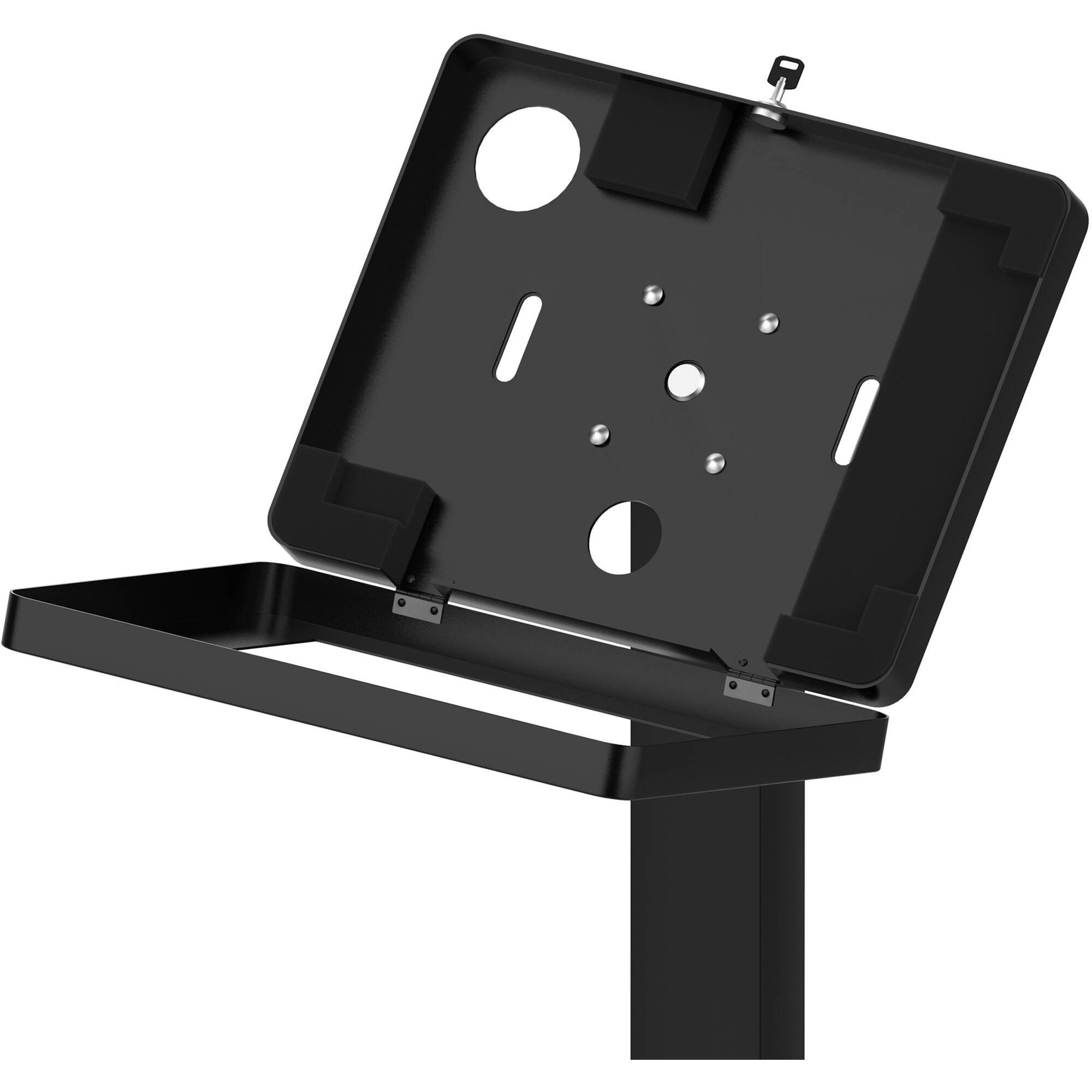 Black CTA Digital thin profile floor stand with VESA plate and base for display mounting — view 4