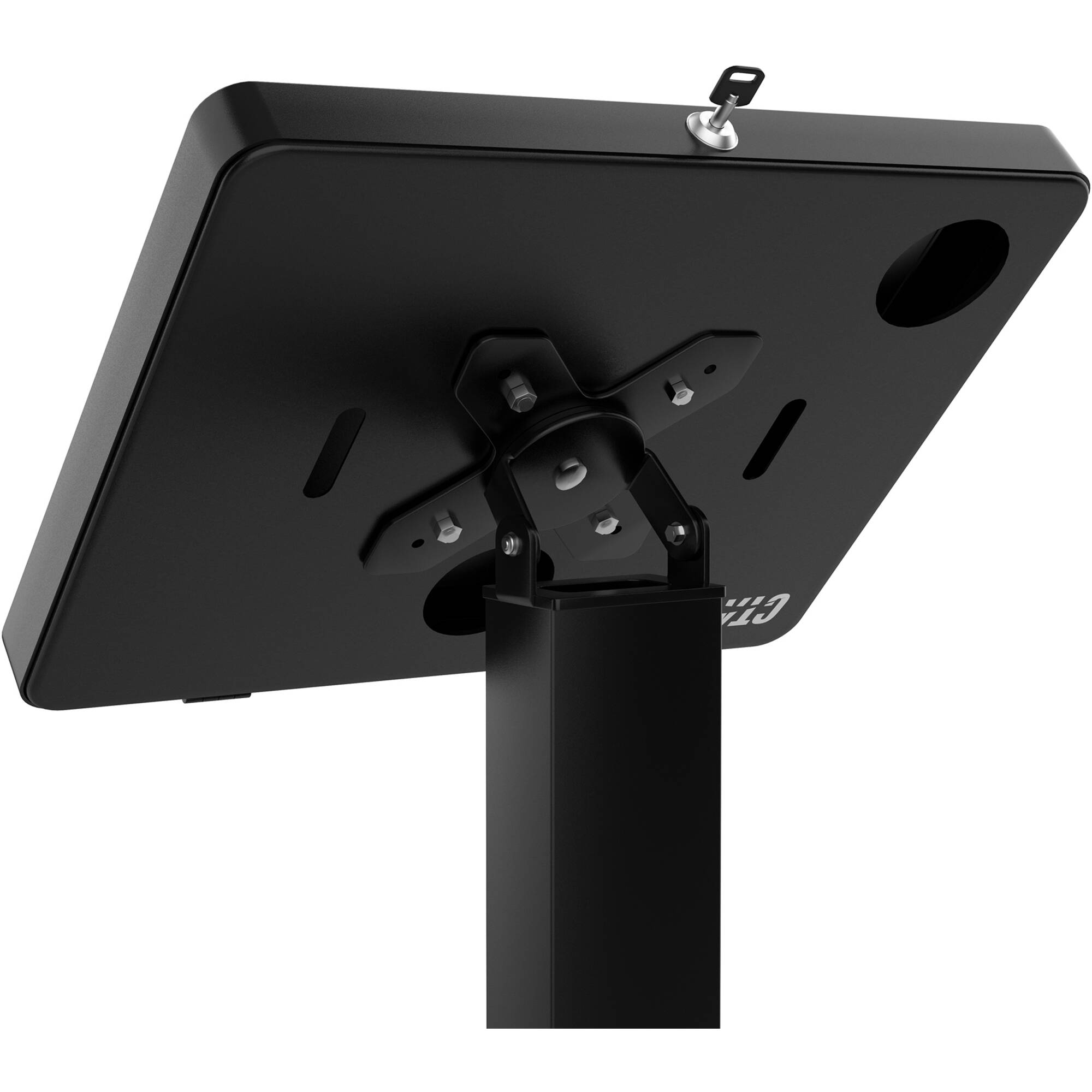 Black CTA Digital thin profile floor stand with VESA plate and base for display mounting — view 5