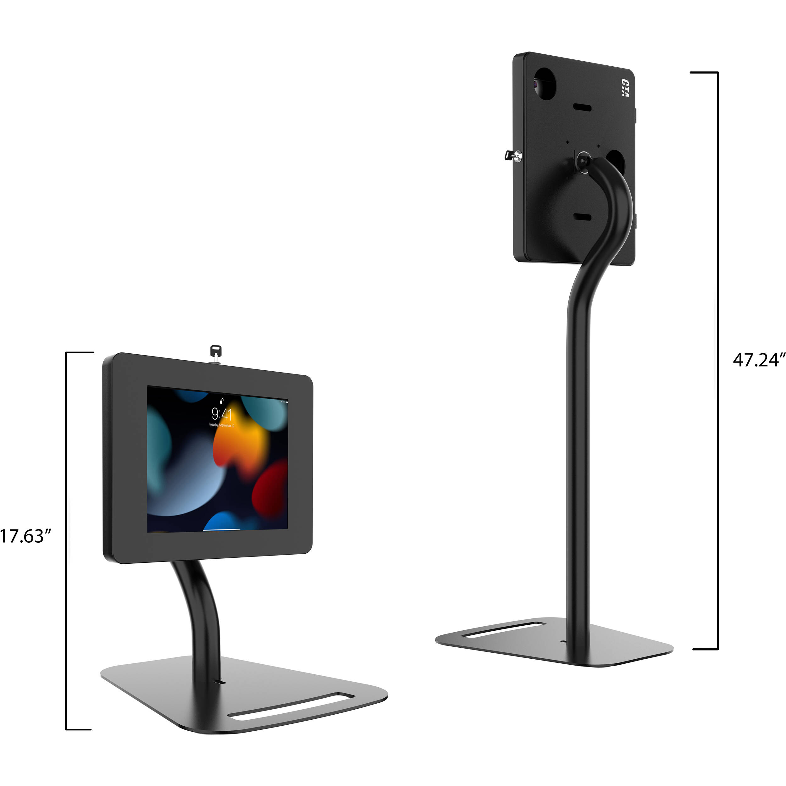 CTA Digital premium height-adjustable floor-to-desk tablet mount for flexible workstation placement — view 9