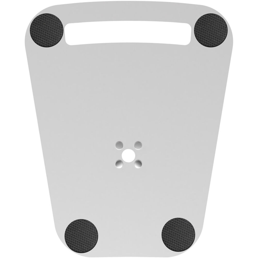 Height-adjustable floor-to-desk security kiosk for tablets in a public-facing workspace — view 11