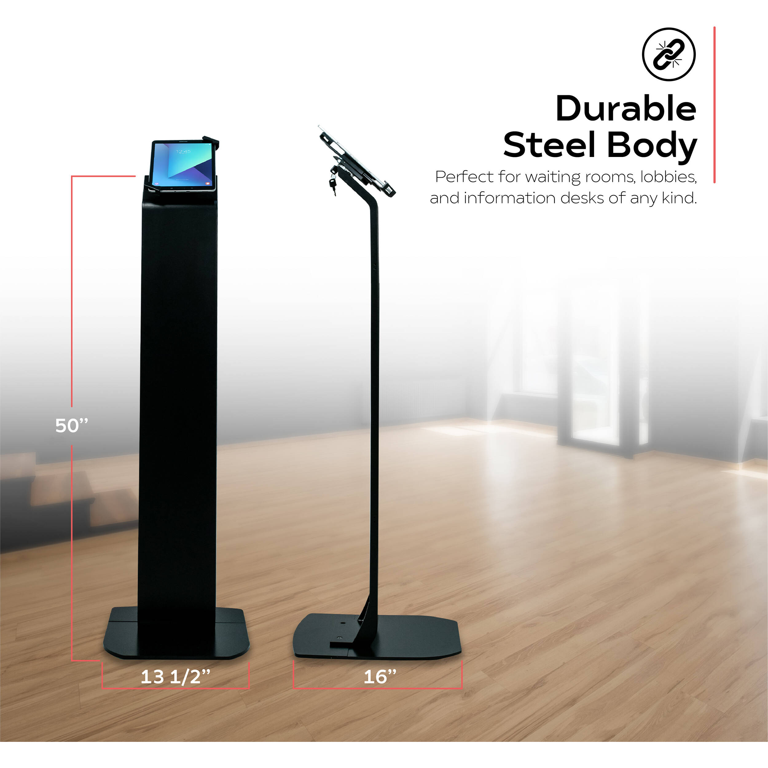 CTA Digital premium locking floor stand kiosk for universal tablet deployment in public-facing spaces — view 5