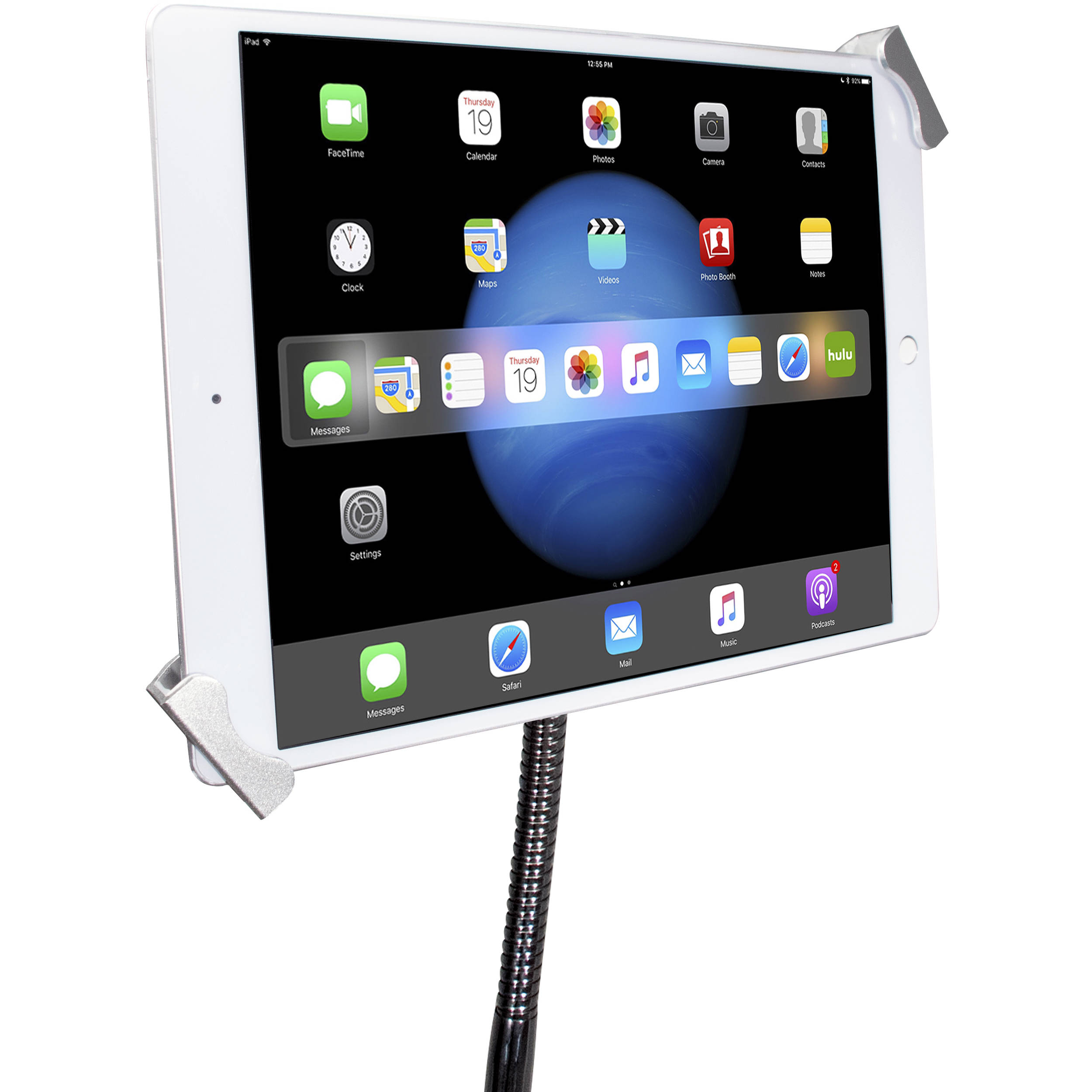CTA Digital compact security gooseneck floor stand for 7-13 inch tablets with adjustable height and rotation — view 3