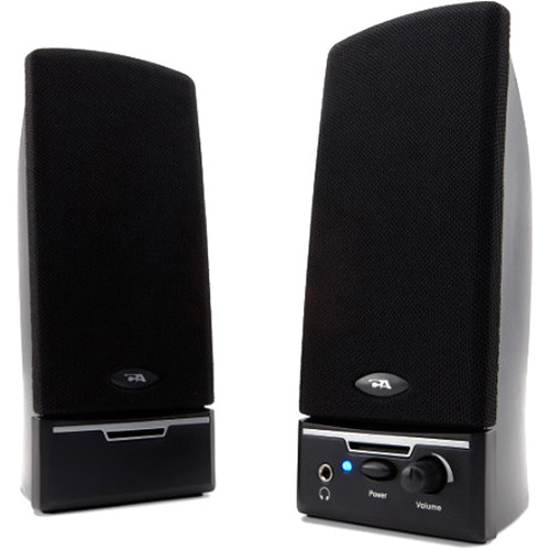 Cyber Acoustics CA-2014RB black 2.0 desktop speaker system with compact stereo speakers — view 2