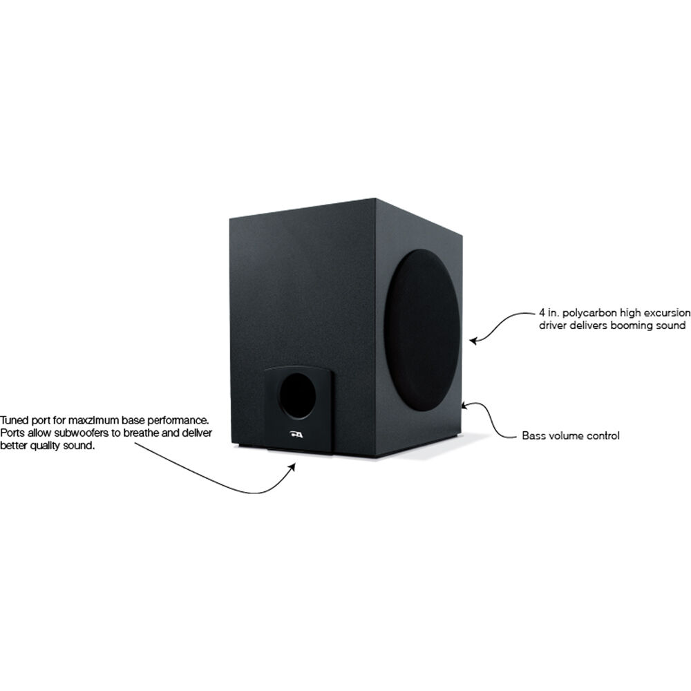 Cyber Acoustics CA-3090 black 3-piece 2.1 desktop speaker system with subwoofer and control pod — view 9
