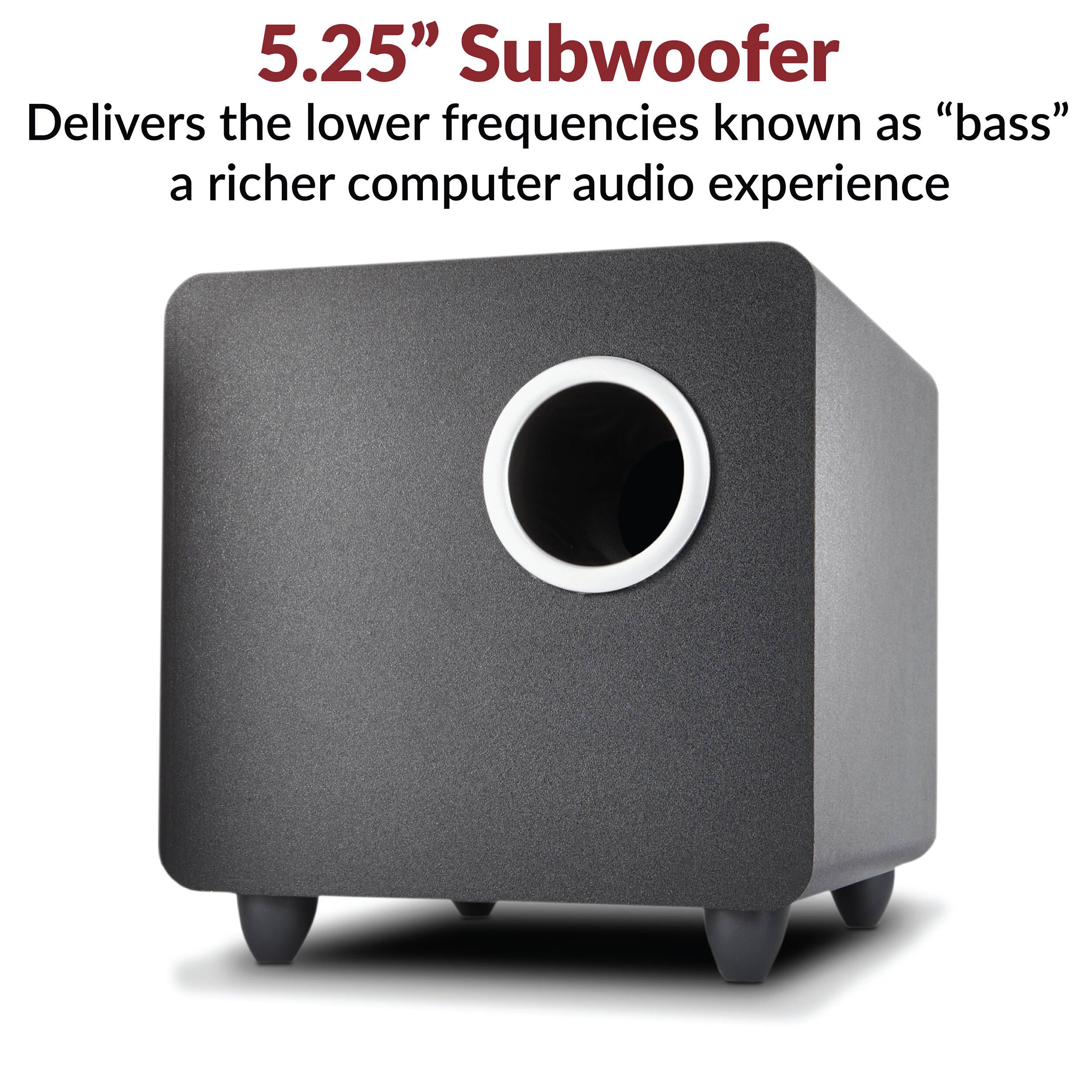 Cyber Acoustics CA-3610 Immersion 62W powered 2.1 desktop speaker system with subwoofer and control pod — view 3