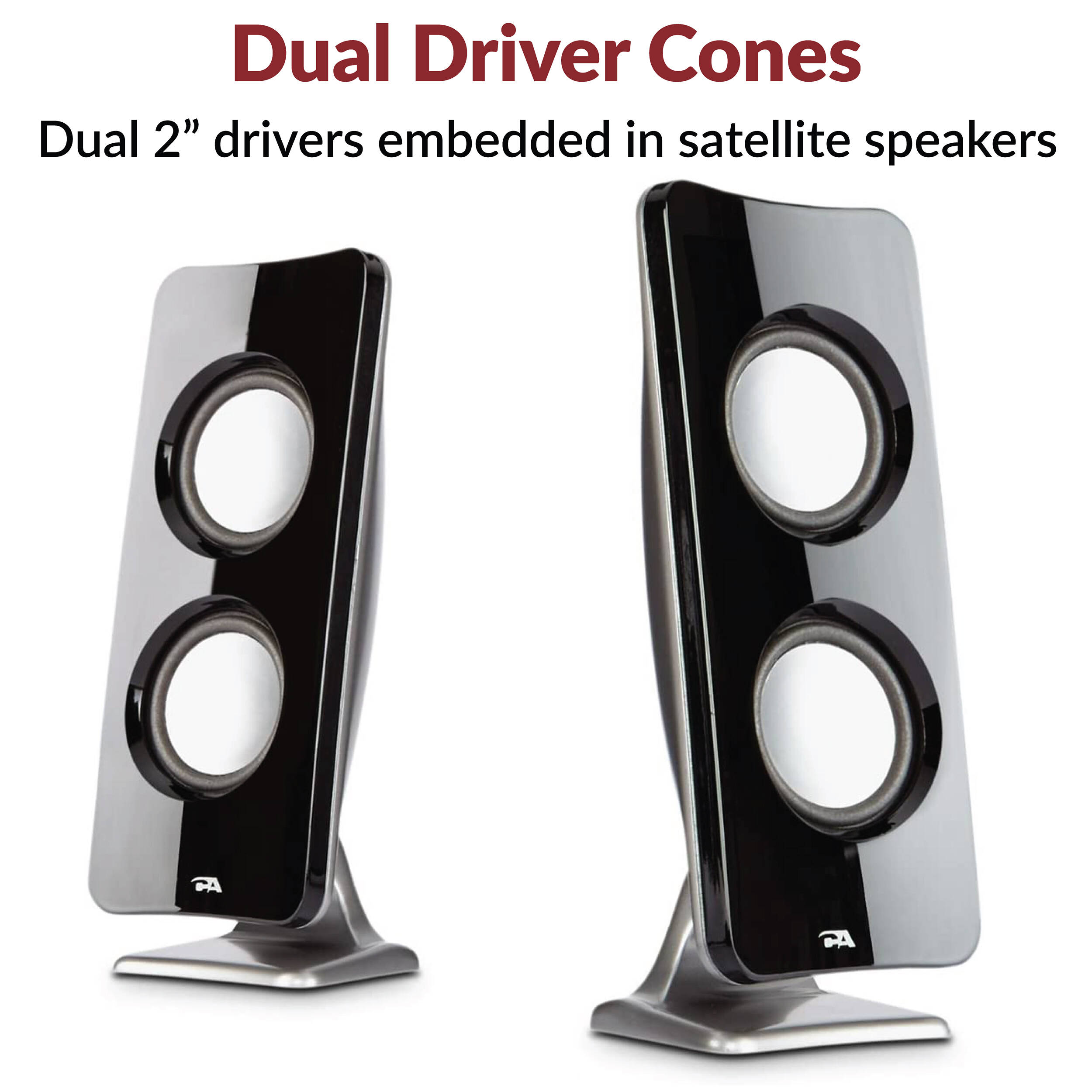 Cyber Acoustics CA-3610 Immersion 62W powered 2.1 desktop speaker system with subwoofer and control pod — view 4