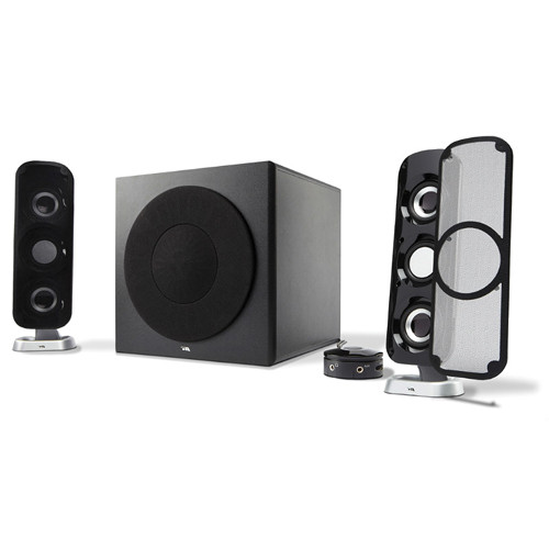 Cyber Acoustics CA-3908 3-piece powered desktop speakers with control pod and dual satellite drivers — view 2