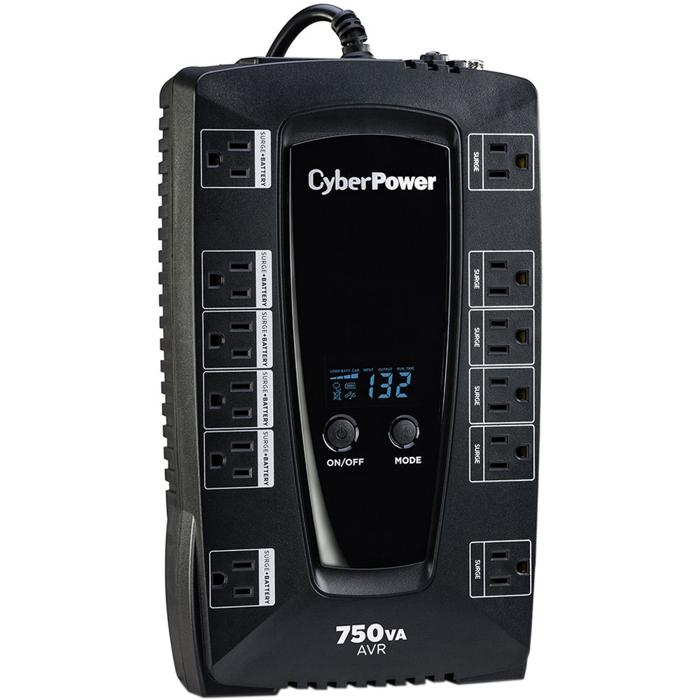 CyberPower AVRG750LCD 750 VA desktop UPS with LCD display and 12 outlets — view 3