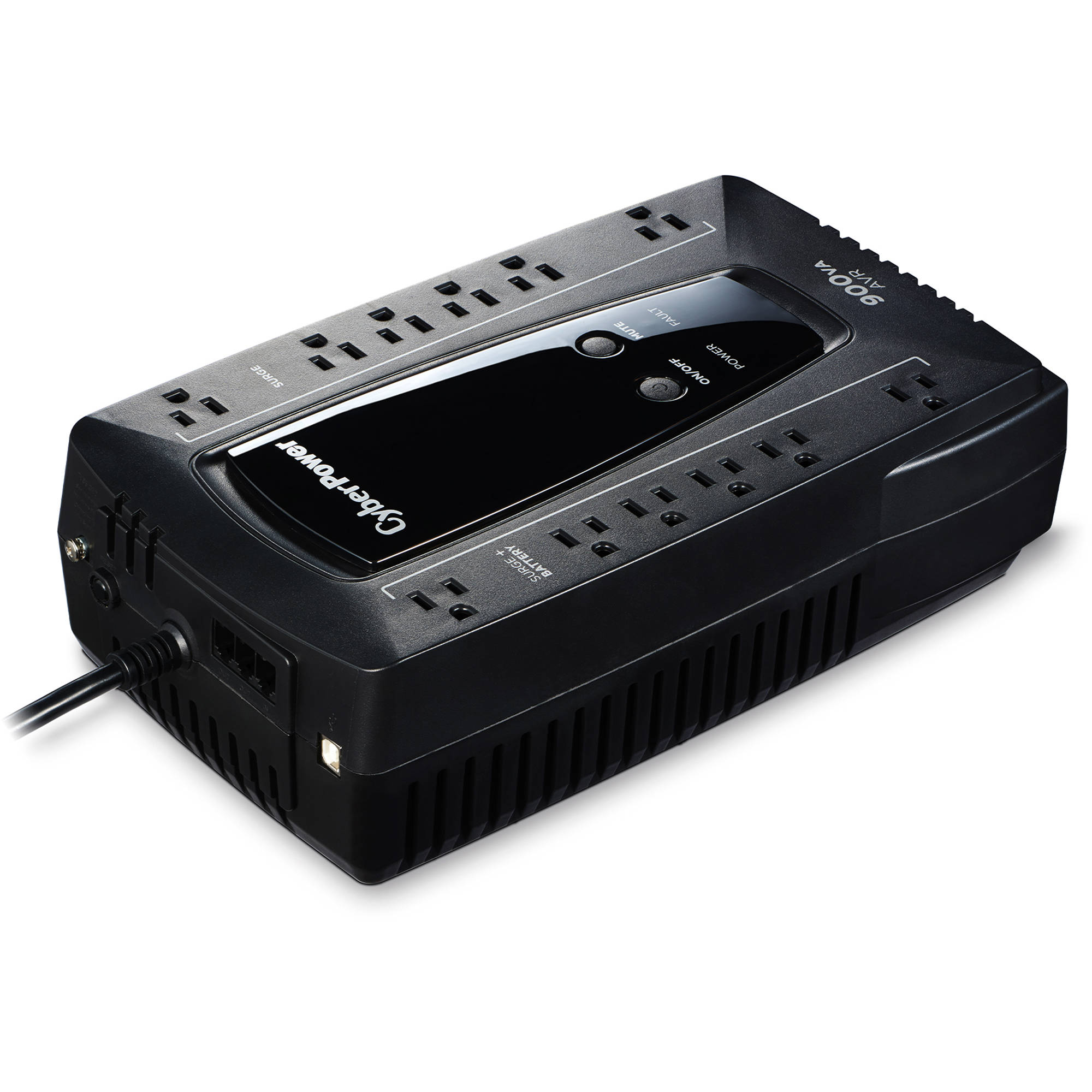 CyberPower AVRG900U 900 VA desktop UPS with 12 outlets, USB, and RJ11 protection — view 3