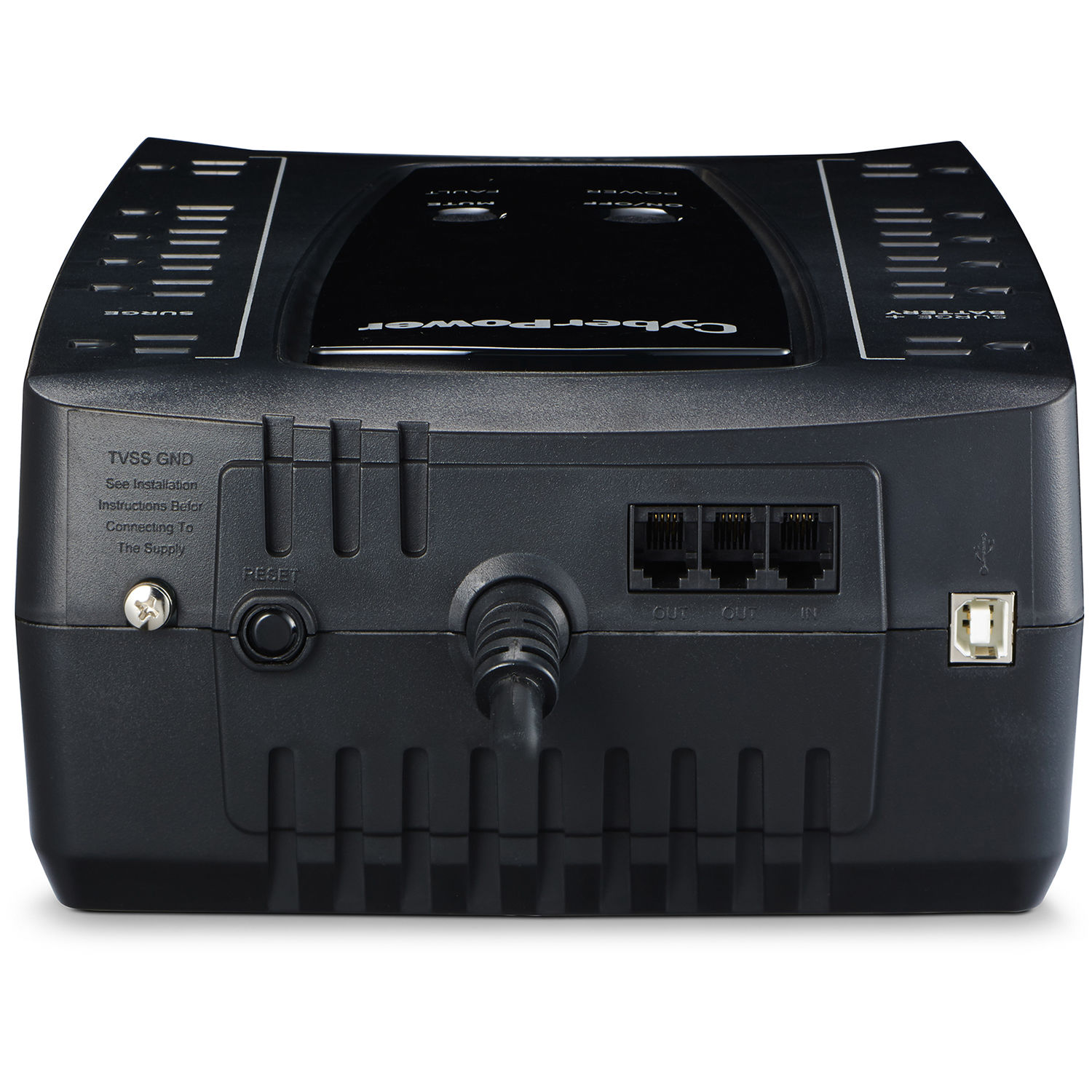 CyberPower AVRG900U 900 VA desktop UPS with 12 outlets, USB, and RJ11 protection — view 4