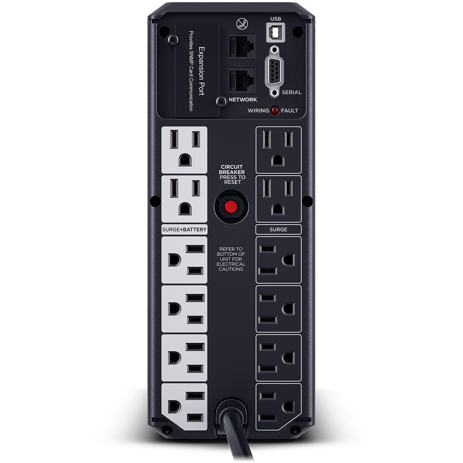 CyberPower BRG1500AVRLCD2 1500 VA 900 W mini-tower UPS with LCD display and 12 outlets — view 4