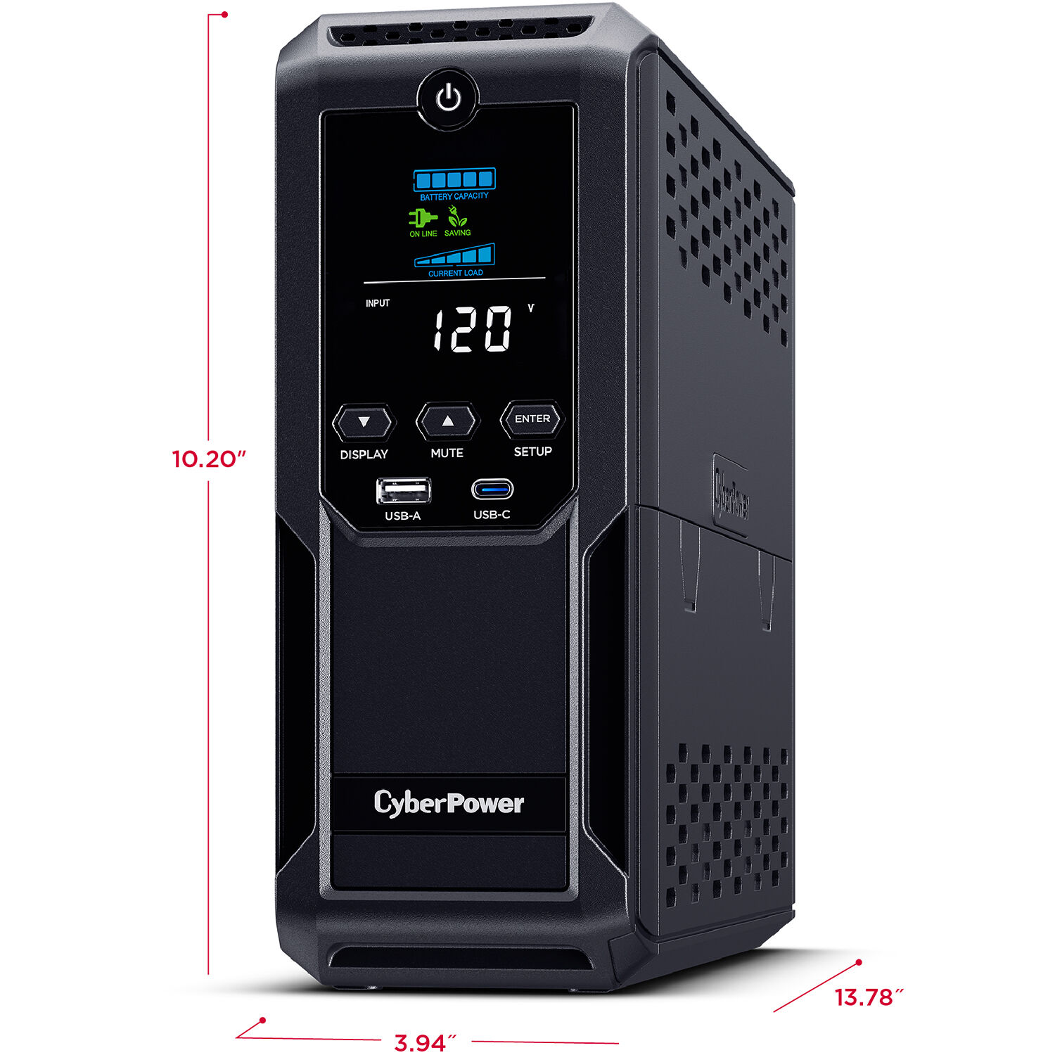 CyberPower BRG1500AVRLCD2 1500 VA 900 W mini-tower UPS with LCD display and 12 outlets — view 5