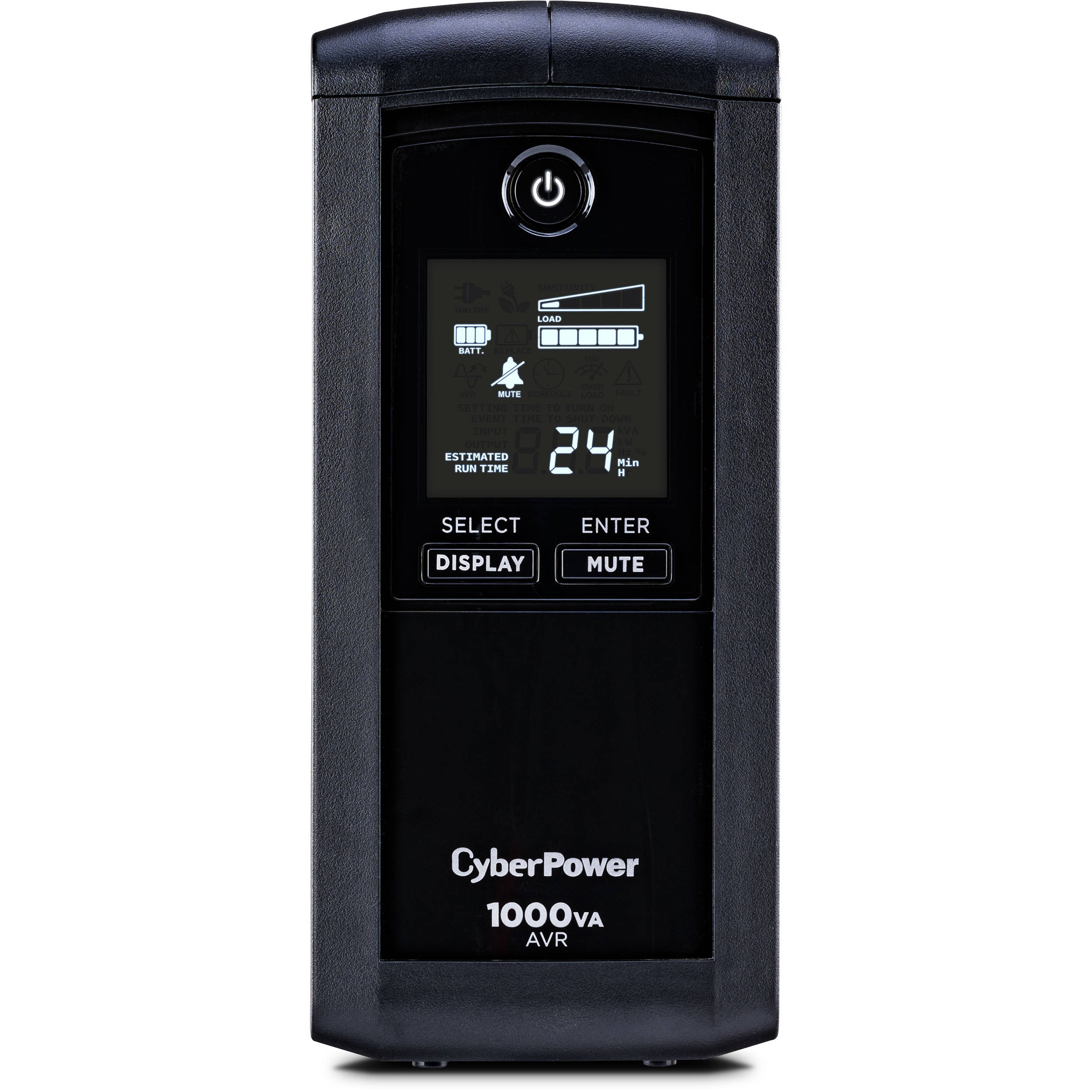 CyberPower CP1000AVRLCD desktop UPS with LCD display and 1000VA 600W capacity — view 2