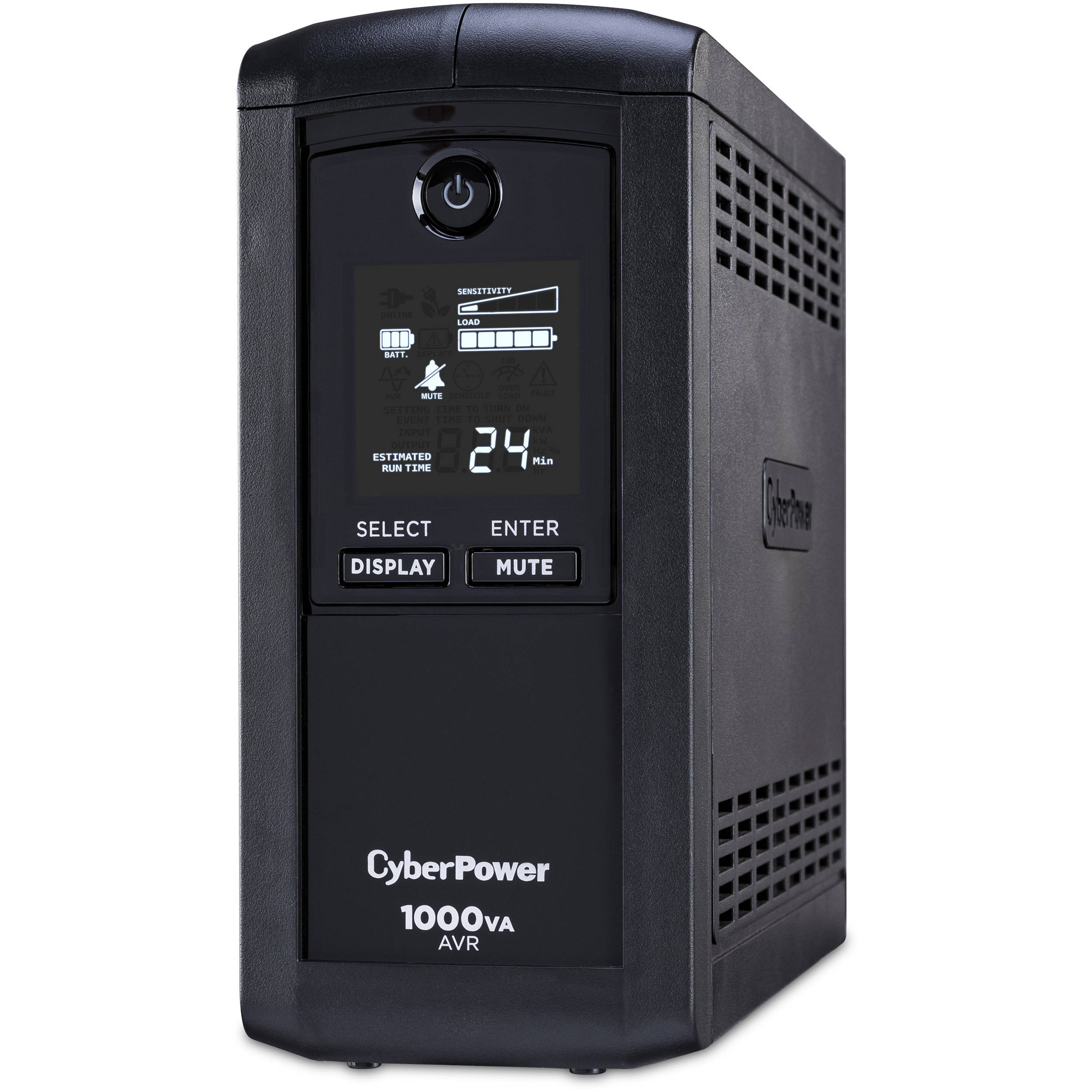 CyberPower CP1000AVRLCD desktop UPS with LCD display and 1000VA 600W capacity — view 3
