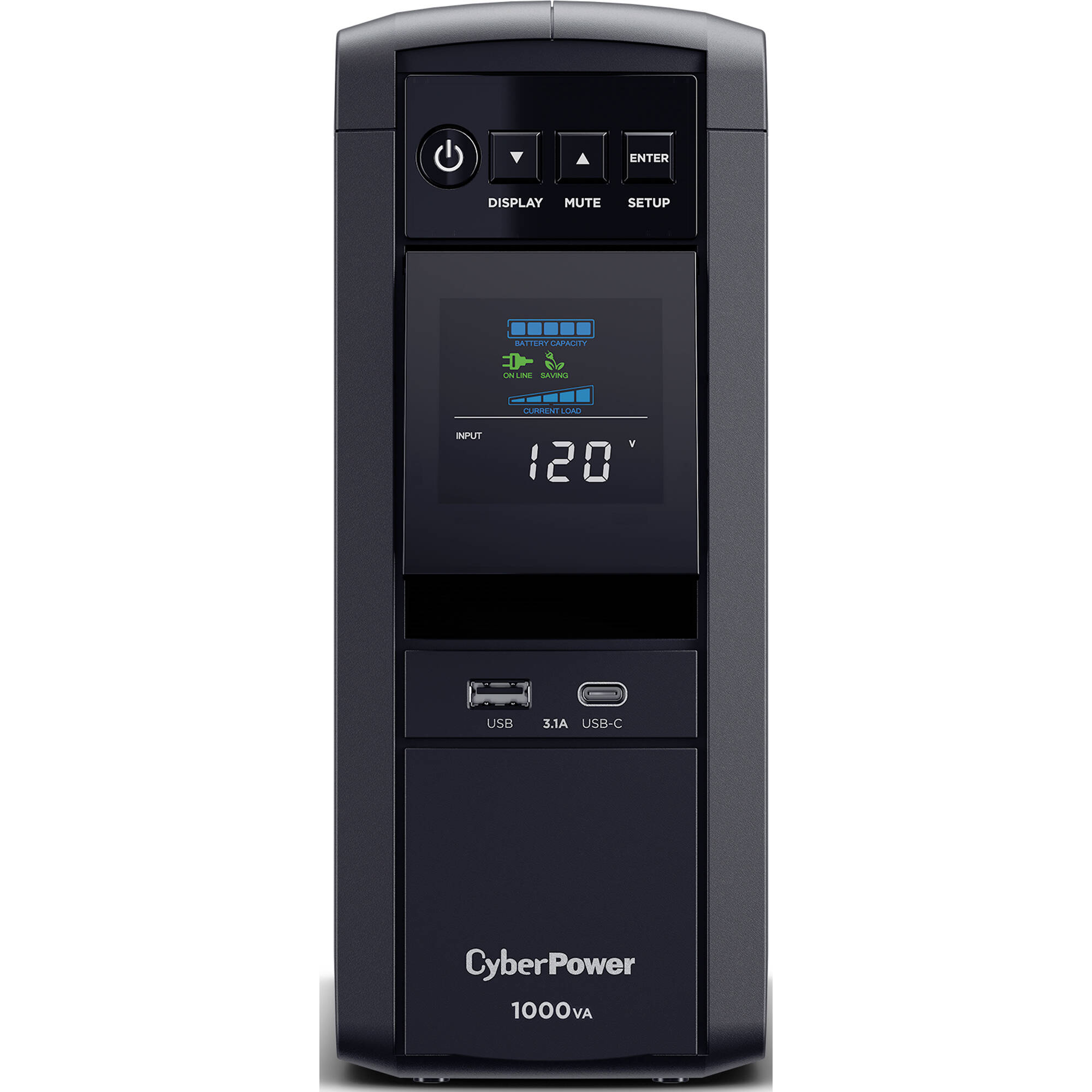 CyberPower CP1000PFCLCD 1000 VA 600 W sine wave desktop UPS with LCD and 10 outlets — view 2