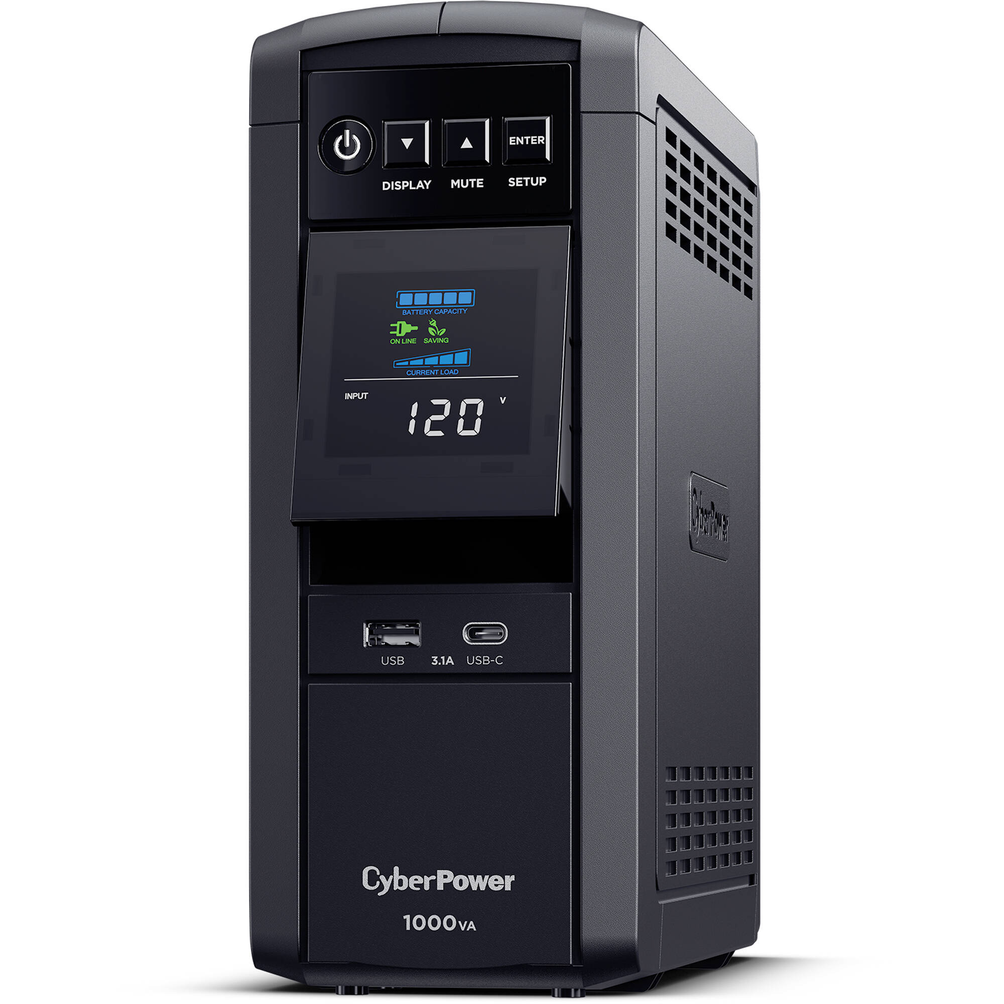 CyberPower CP1000PFCLCD 1000 VA 600 W sine wave desktop UPS with LCD and 10 outlets — view 3