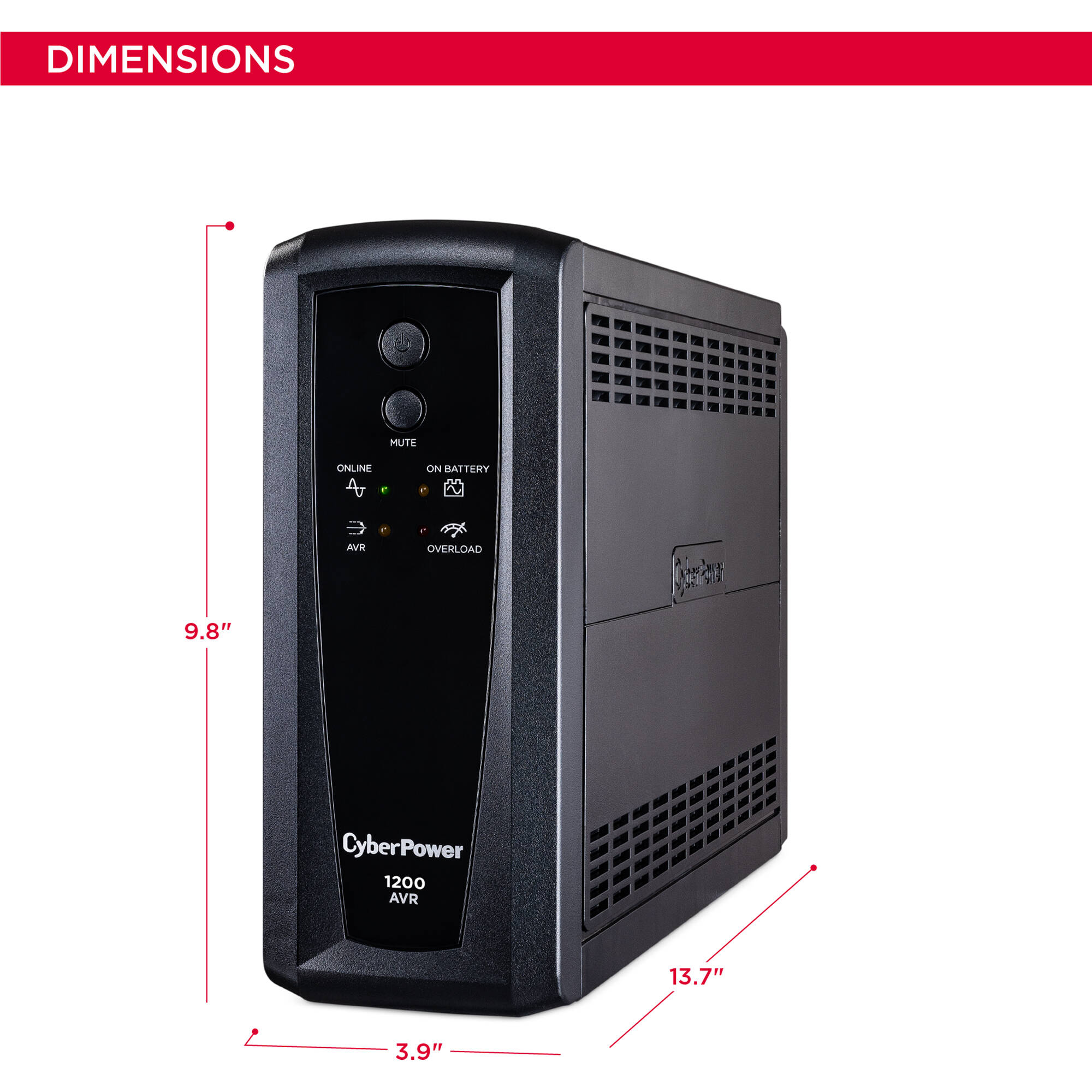 CyberPower CP1200AVR 1200VA 720W desktop UPS with AVR and 10 NEMA 5-15R outlets — view 6