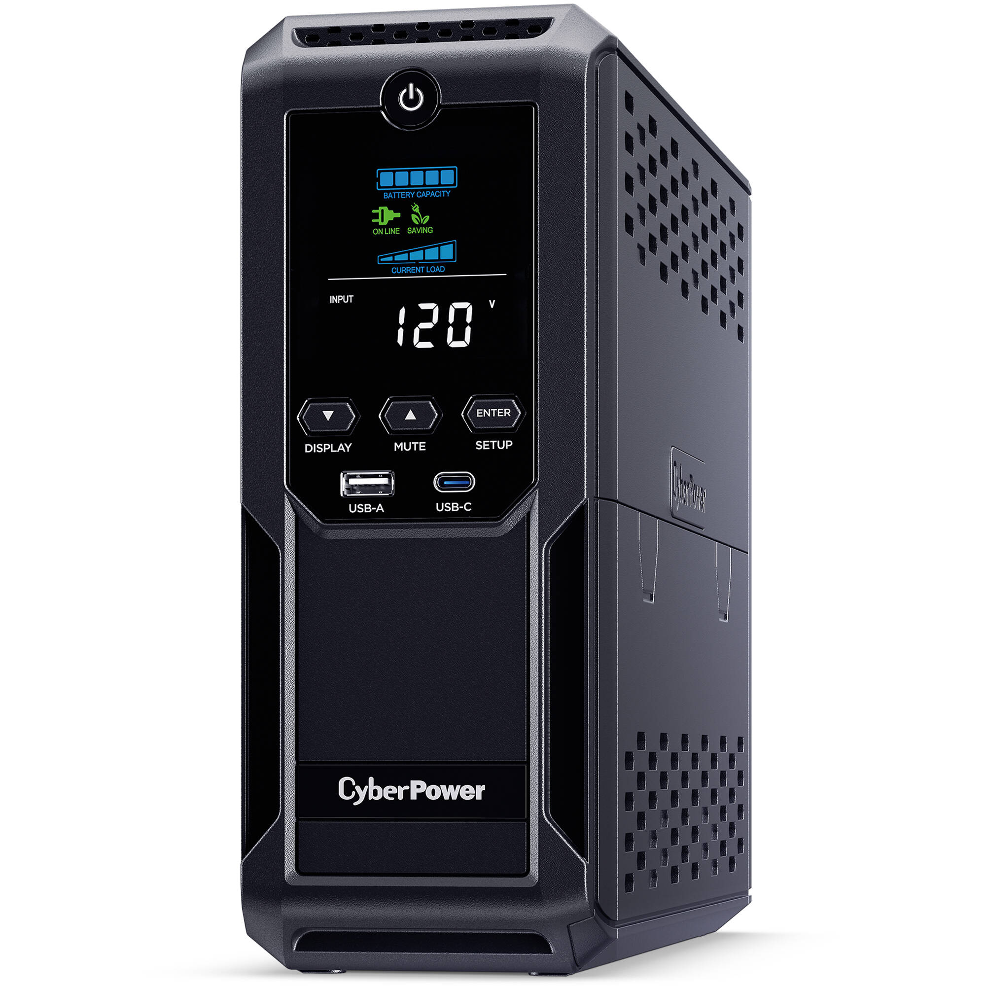 CyberPower CP1500AVRLCD3 1,500 VA mini-tower UPS with LCD display and USB ports — view 3