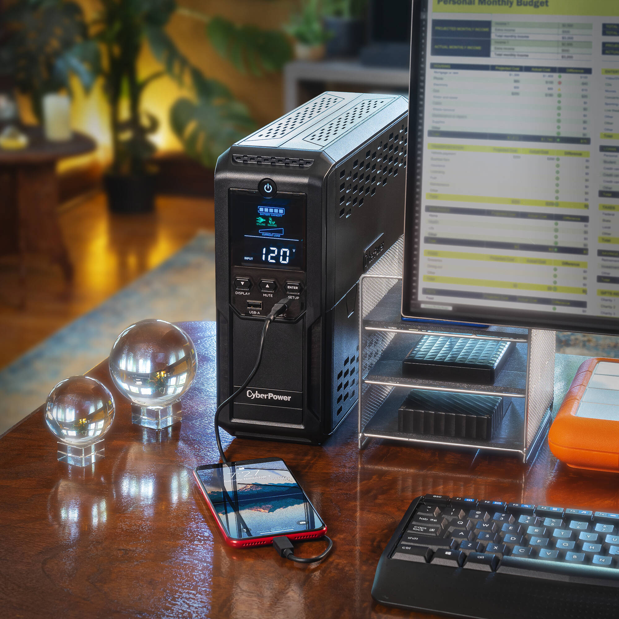 CyberPower CP1500AVRLCD3 1,500 VA mini-tower UPS with LCD display and USB ports — view 6