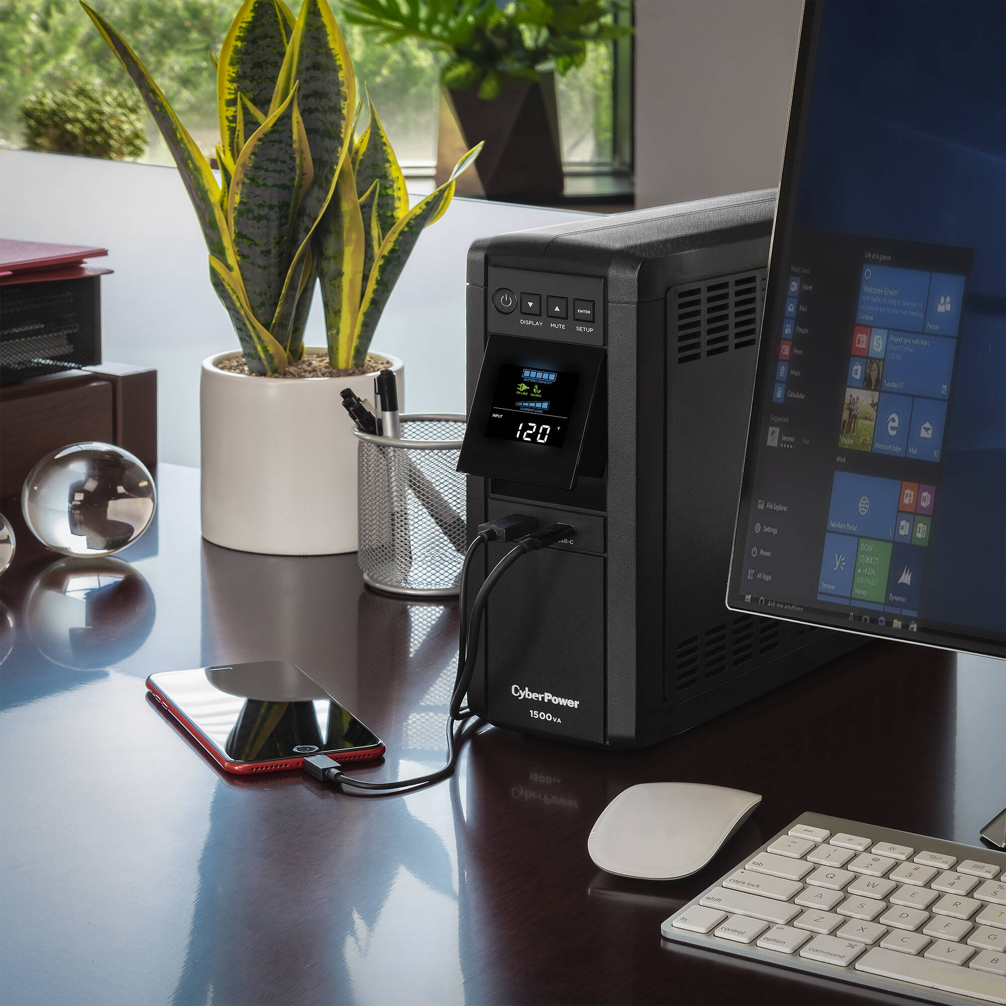 CyberPower CP1500PFCLCD 1500 VA mini-tower UPS with LCD and 12 outlets — view 6