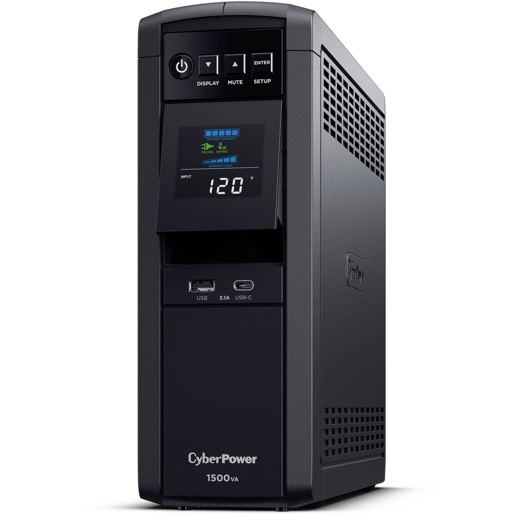 CyberPower CP1500PFCLCDTAA 1500 VA TAA-compliant UPS with LCD display and 10 outlets — view 3