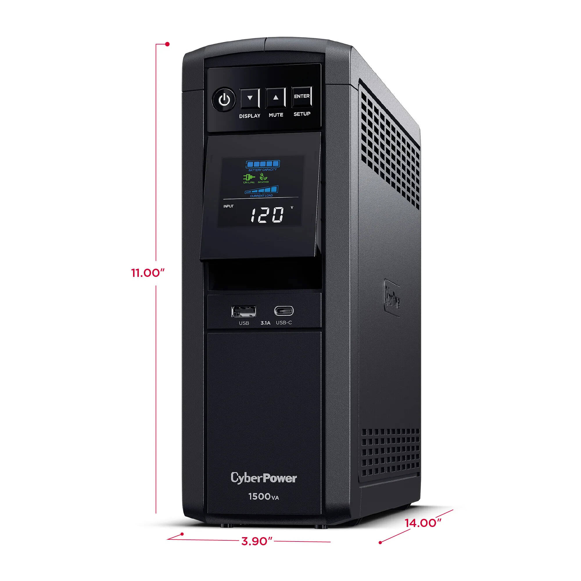 CyberPower CP1500PFCLCDTAA 1500 VA TAA-compliant UPS with LCD display and 10 outlets — view 5