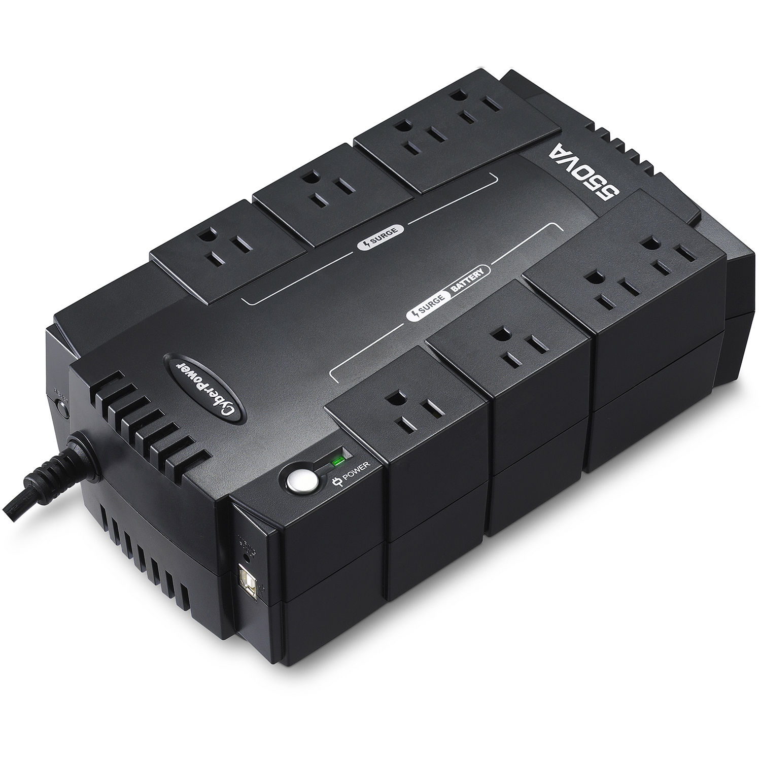 CyberPower CP550SLG 550 VA standby desktop UPS with 8 outlets and USB management — view 3